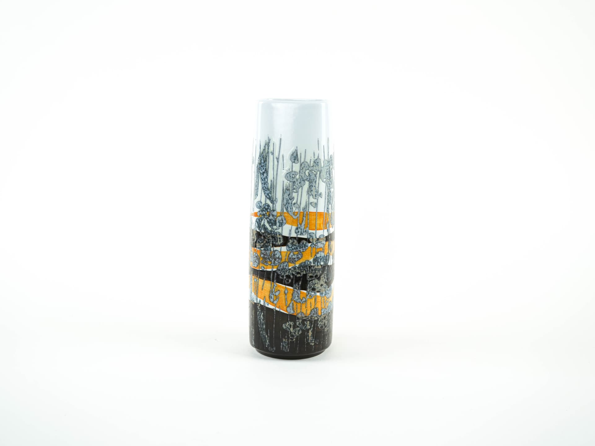 Vase, white orange black grey blue porcelain, Royal Copenhagen, Denmark, 1960s. - 349133