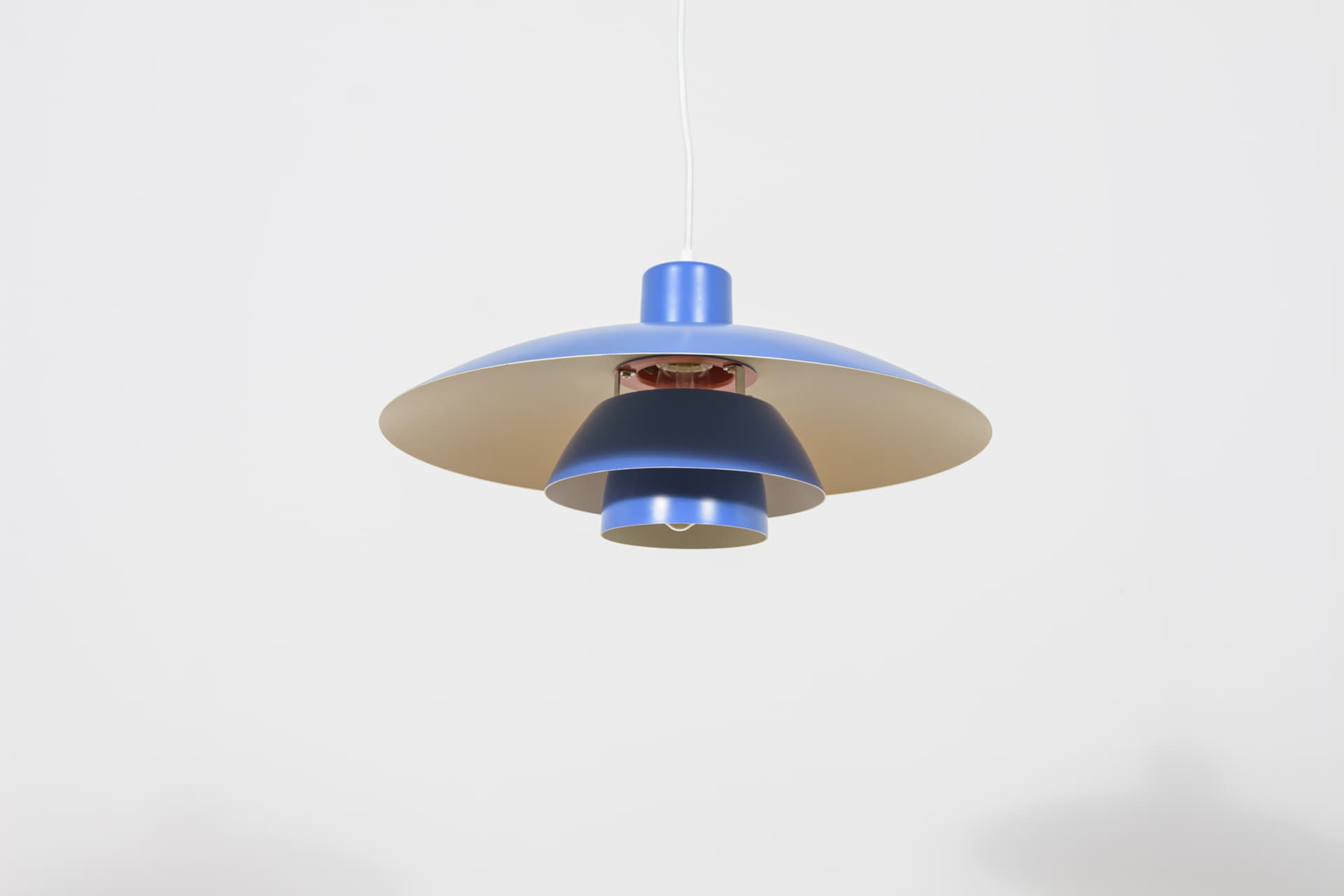 Pendant lamp PH 4/3, blue black metal, by P. Henningsen, Louis Poulsen, Denmark, 1960s. - 349164