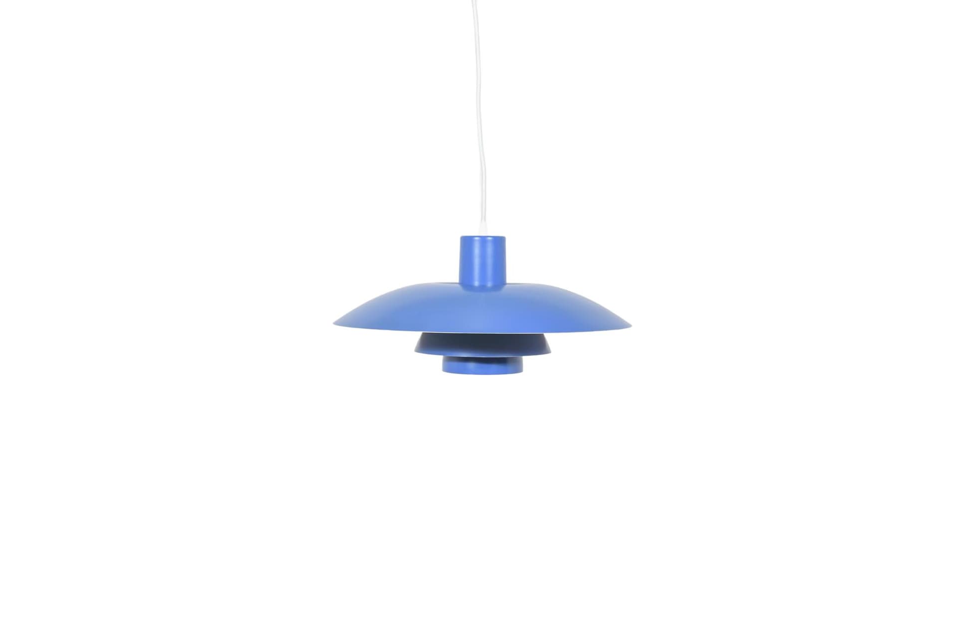 Pendant lamp PH 4/3, blue black metal, by P. Henningsen, Louis Poulsen, Denmark, 1960s.