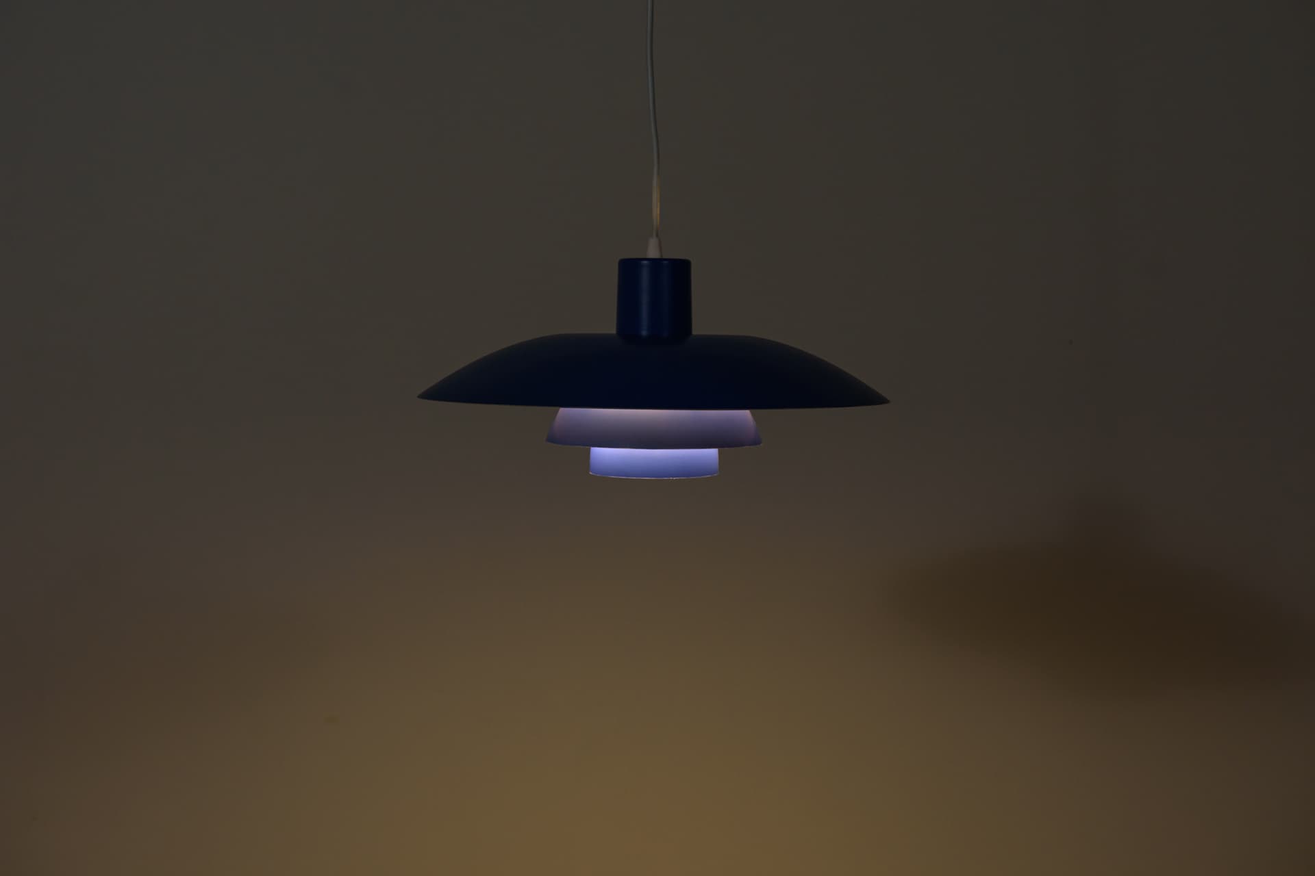 Pendant lamp PH 4/3, blue black metal, by P. Henningsen, Louis Poulsen, Denmark, 1960s. - 349166