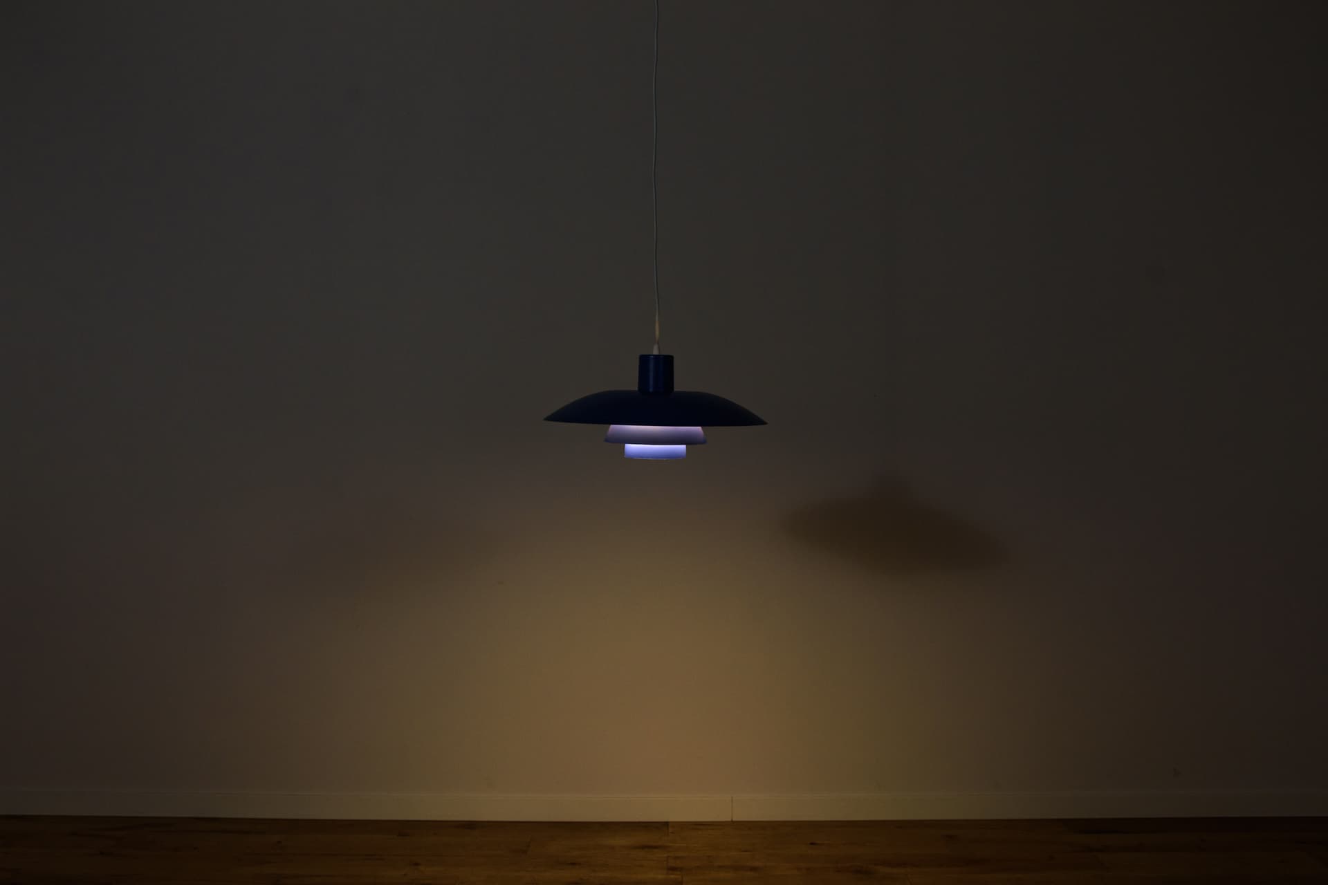 Pendant lamp PH 4/3, blue black metal, by P. Henningsen, Louis Poulsen, Denmark, 1960s. - 349167