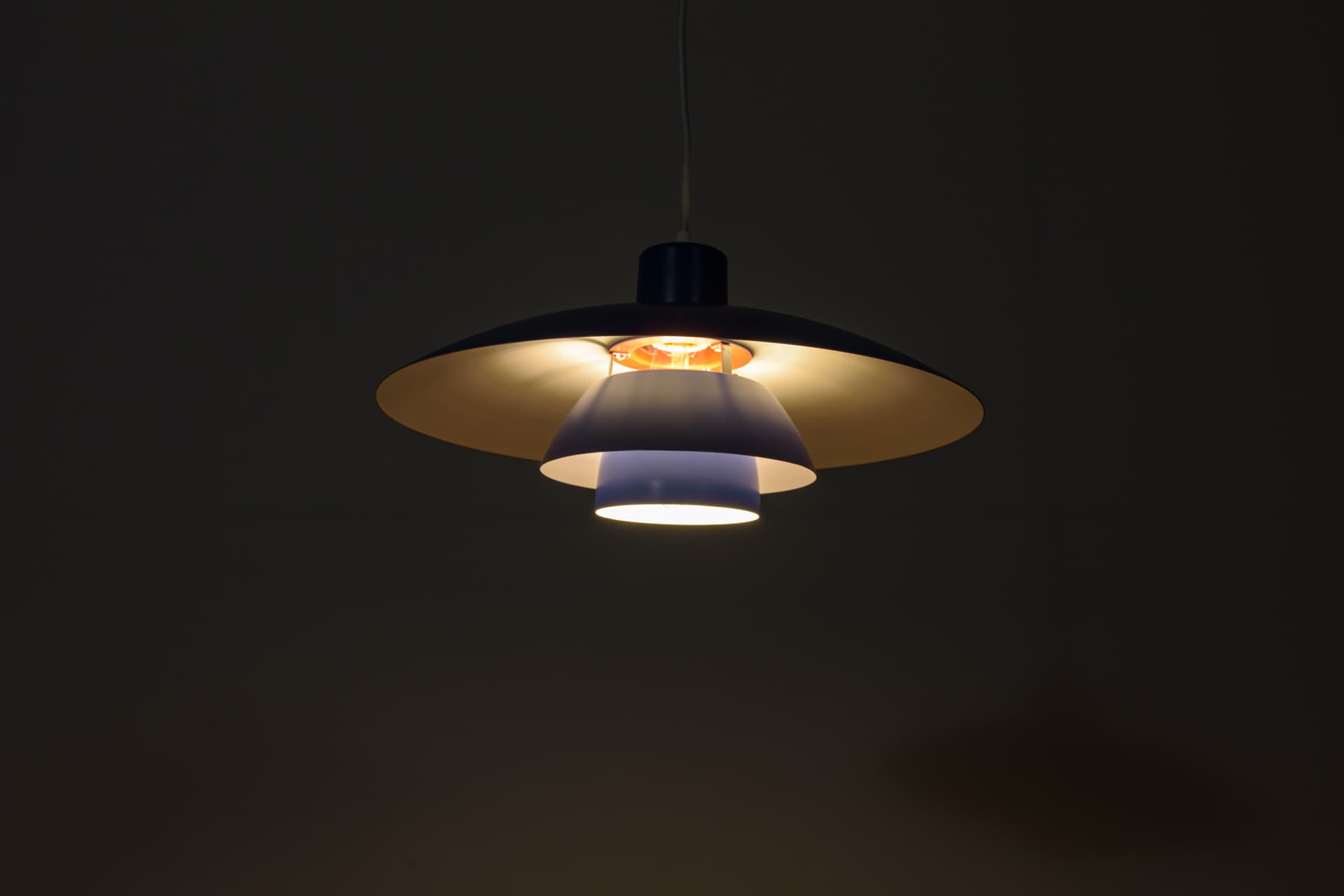 Pendant lamp PH 4/3, blue black metal, by P. Henningsen, Louis Poulsen, Denmark, 1960s. - 349165
