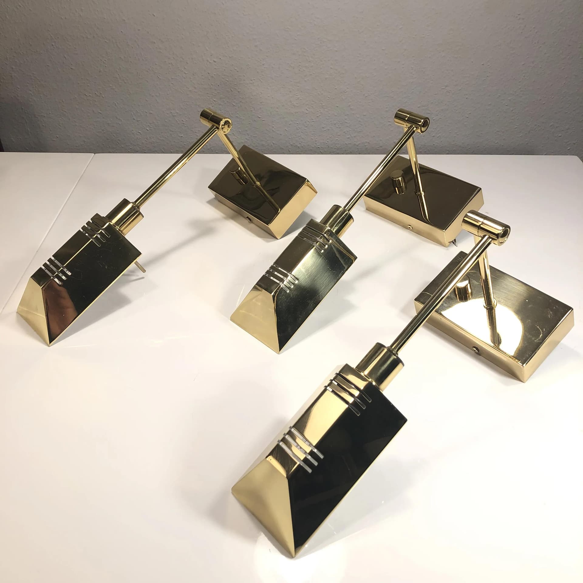 Mosiężny, modernistyczny komplet kinkietów, Sölken Leuchten, Niemcy, lata 90. - 26005