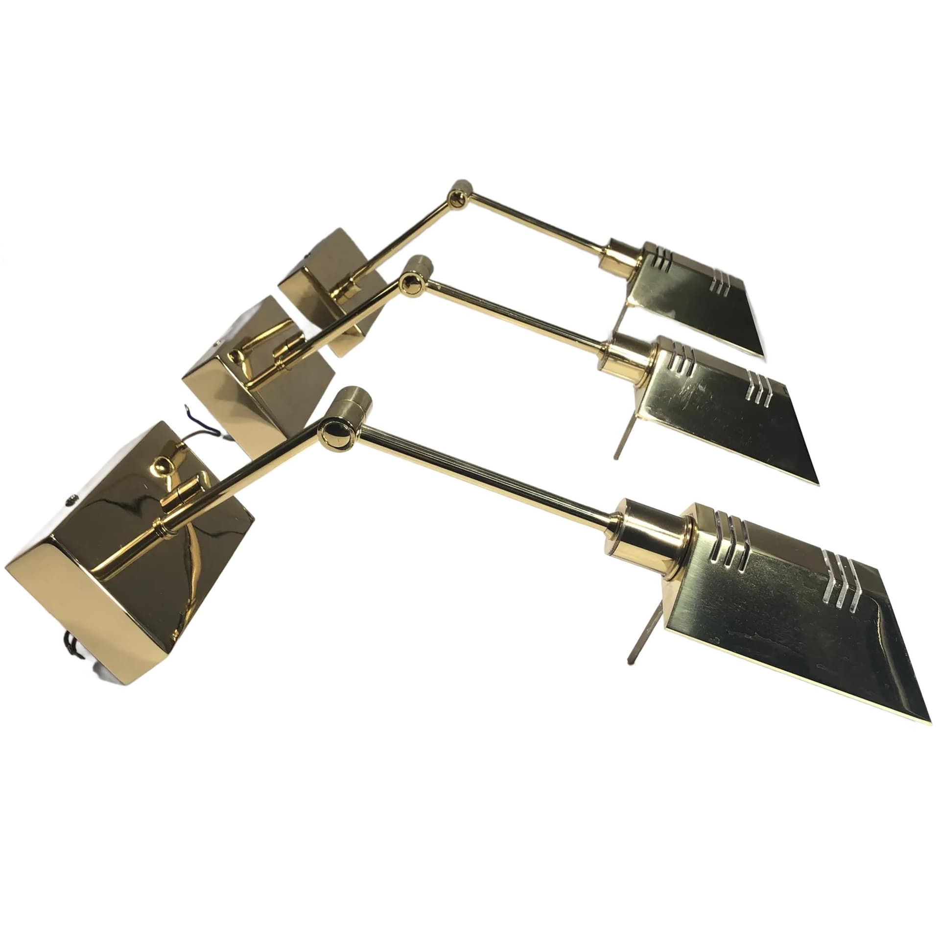 Mosiężny, modernistyczny komplet kinkietów, Sölken Leuchten, Niemcy, lata 90.