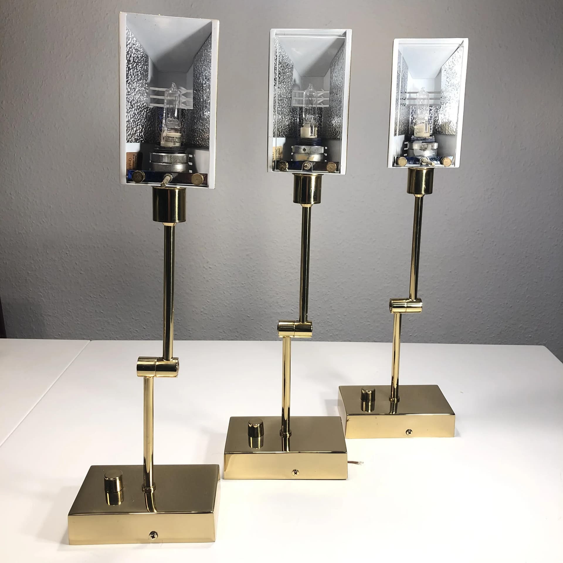 Mosiężny, modernistyczny komplet kinkietów, Sölken Leuchten, Niemcy, lata 90. - 26006