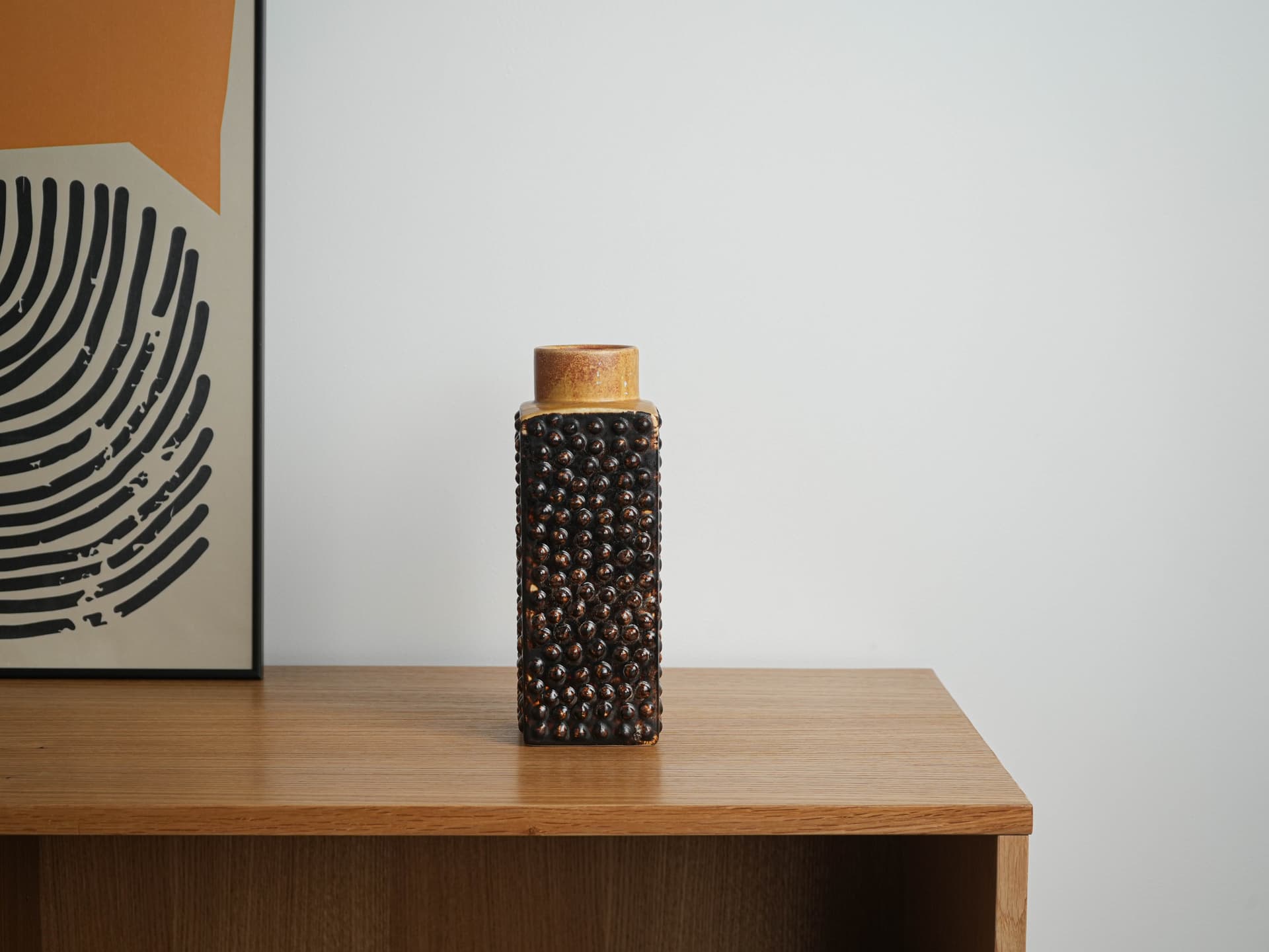 Vase, black brown ceramics, Germany, 1970s. - 349240