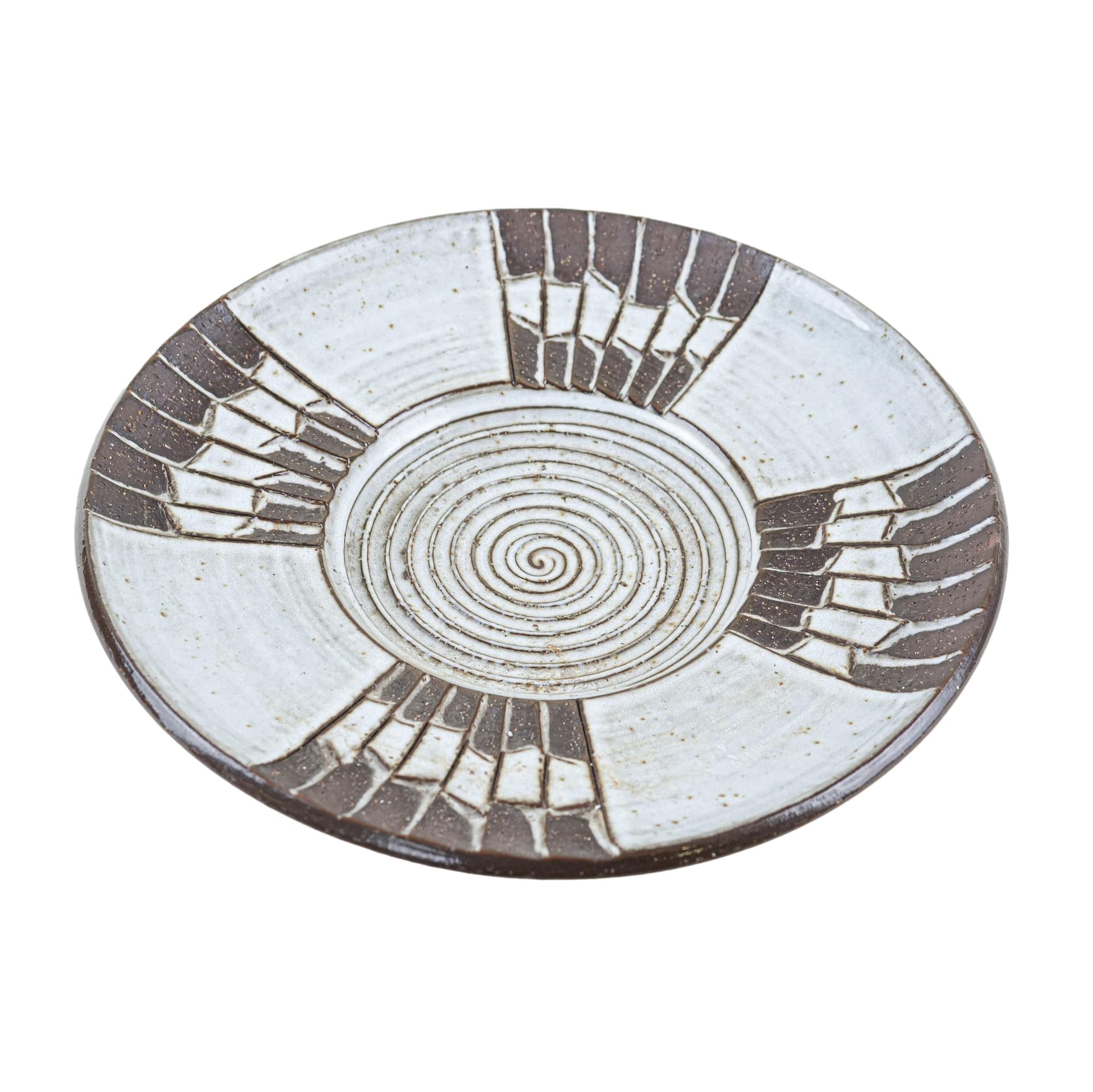 Bowl, white brown stoneware, by M. Starck, Michael Andersen & Søn, Denmark, 1970s.