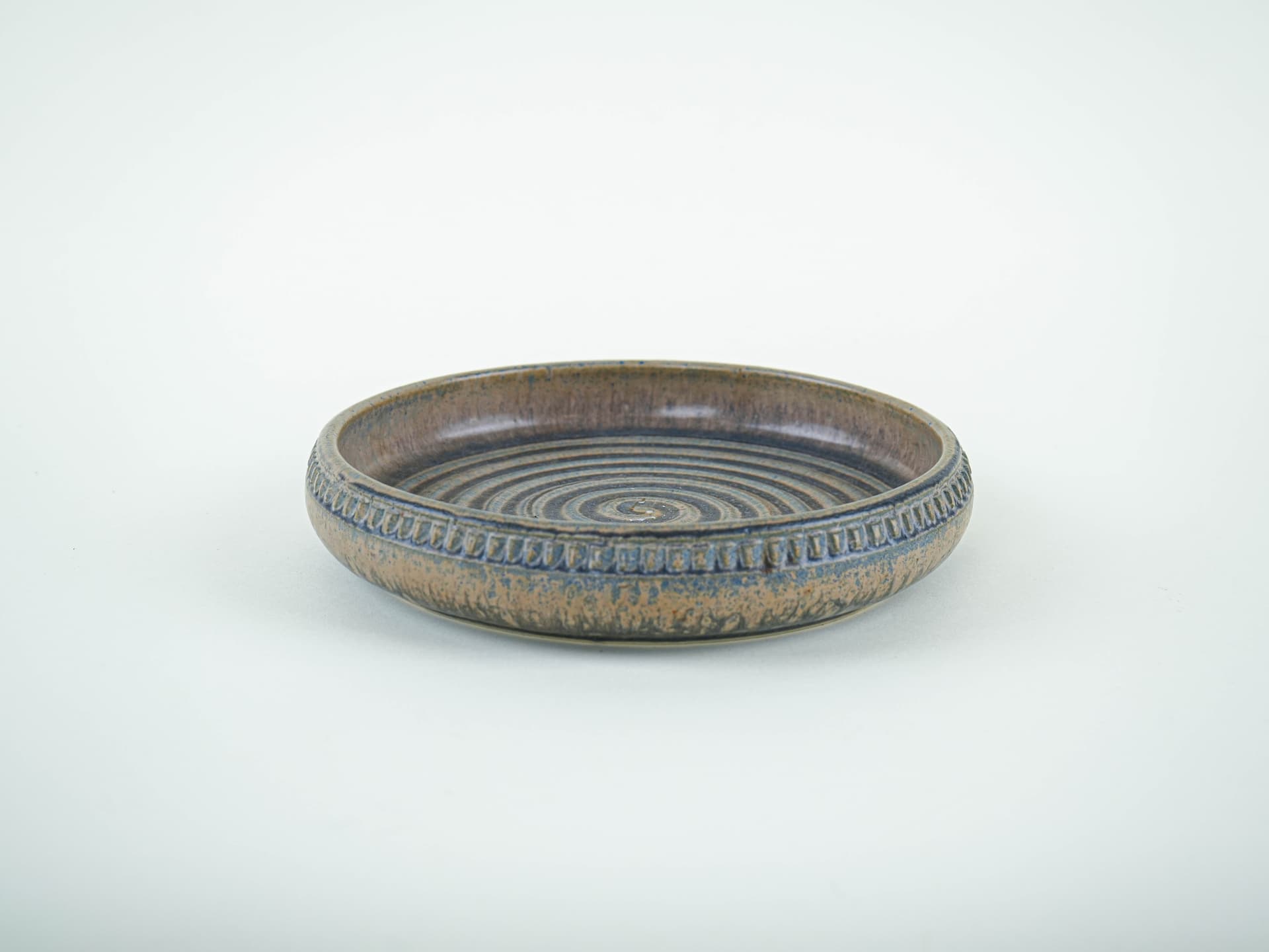 Bowl, beige brown blue grey ceramics, LoveMose, Denmark, 1960s. - 349287