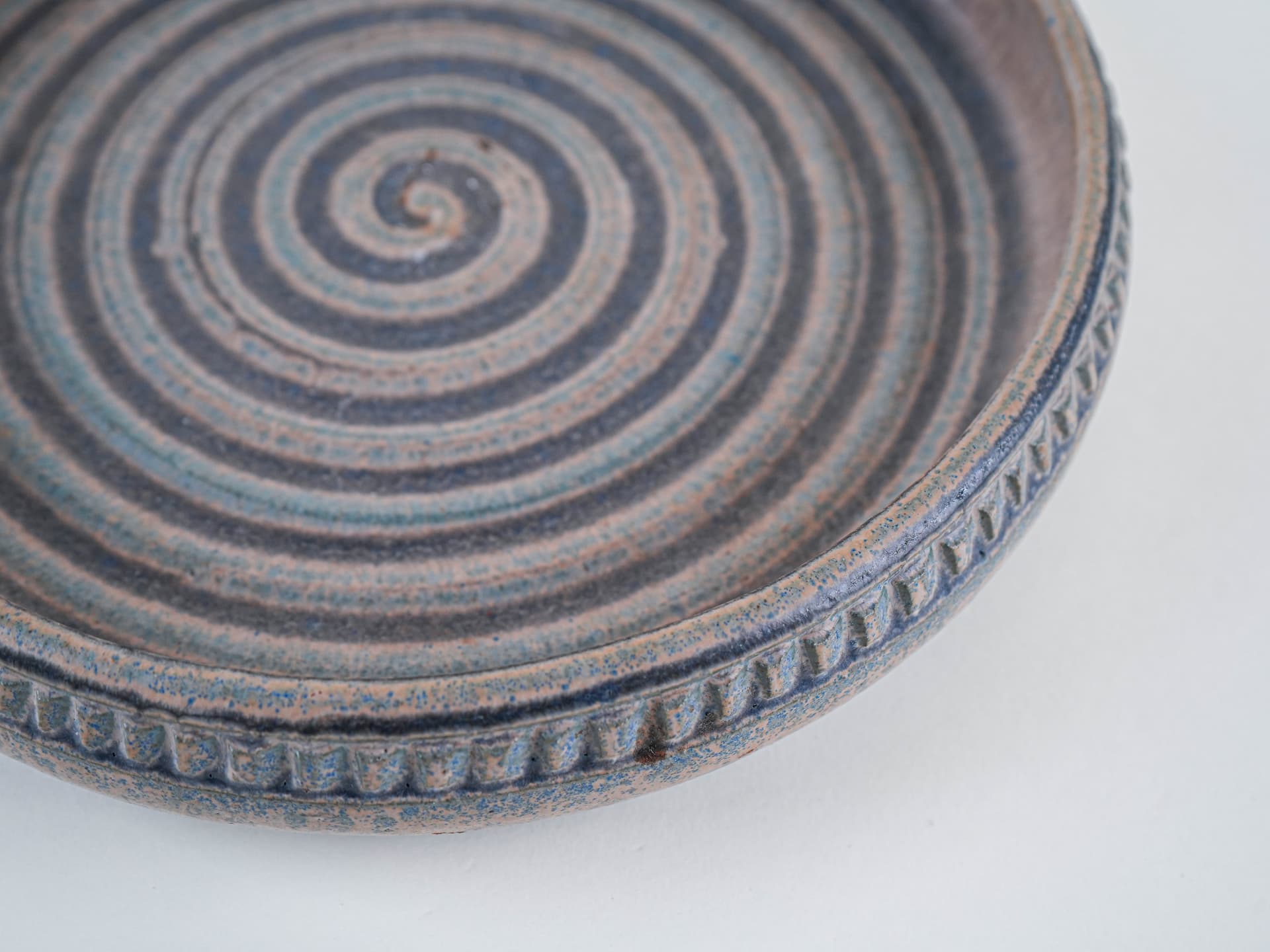 Bowl, beige brown blue grey ceramics, LoveMose, Denmark, 1960s. - 349292