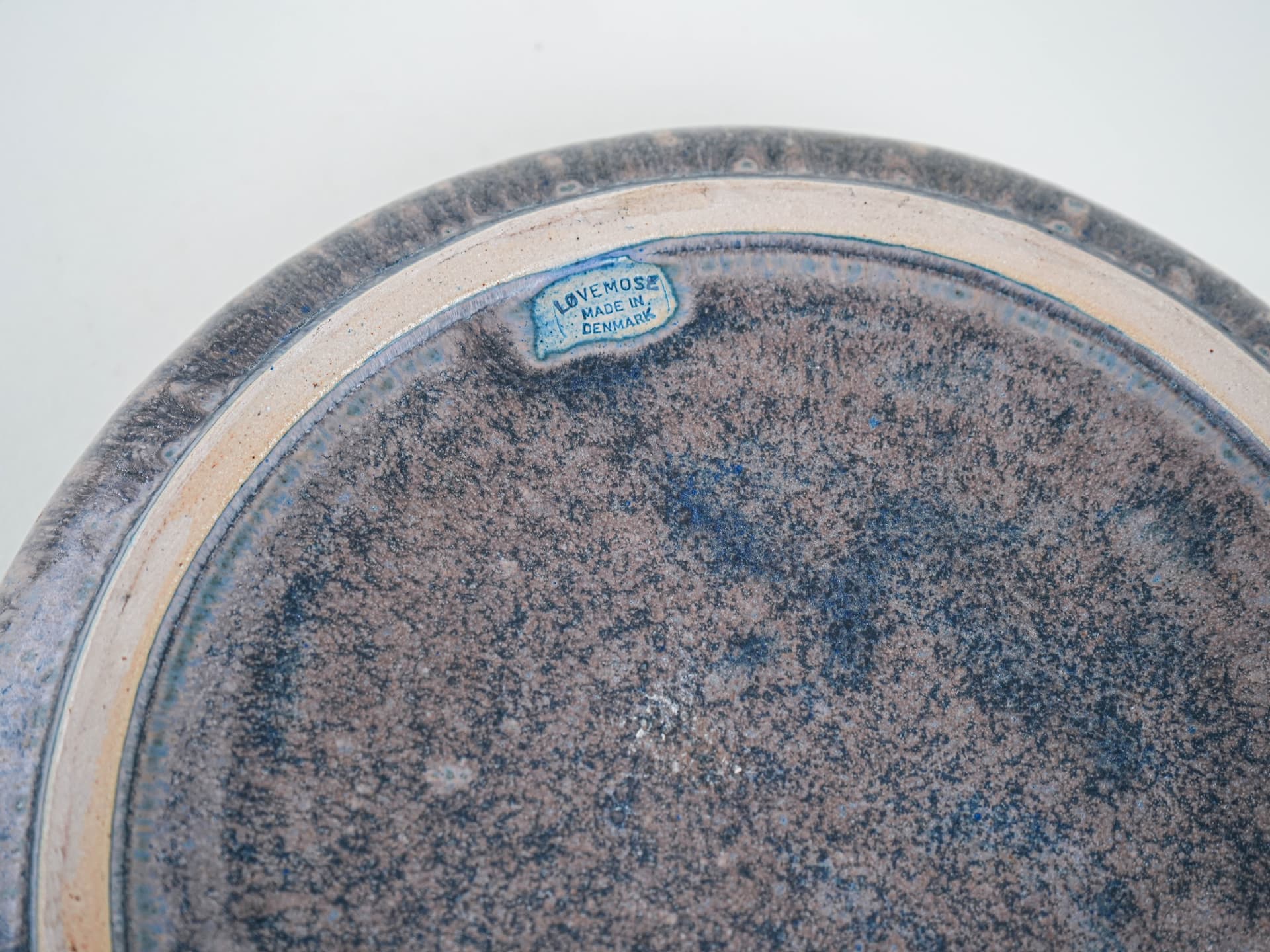 Bowl, beige brown blue grey ceramics, LoveMose, Denmark, 1960s. - 349294
