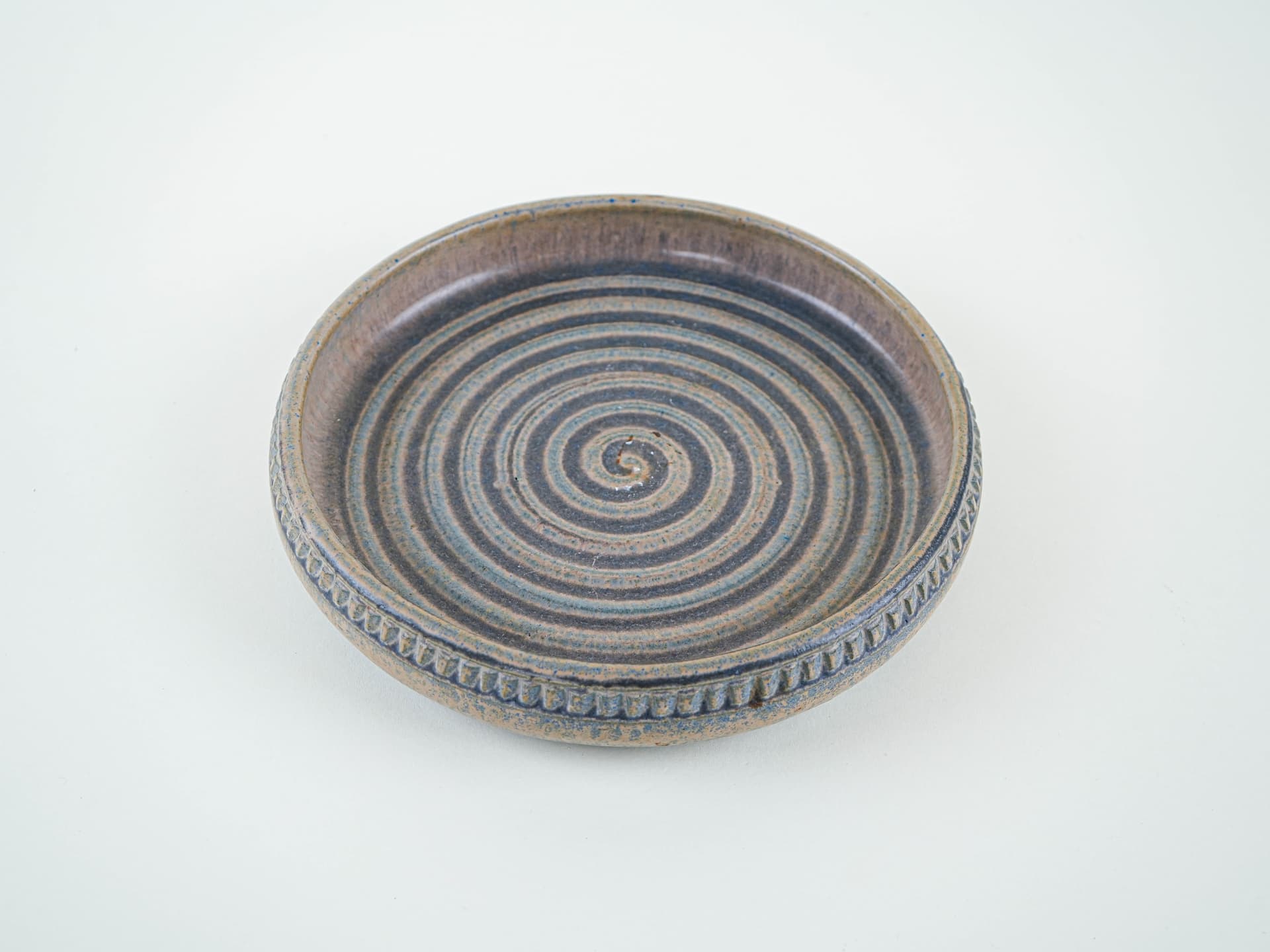 Bowl, beige brown blue grey ceramics, LoveMose, Denmark, 1960s. - 349289