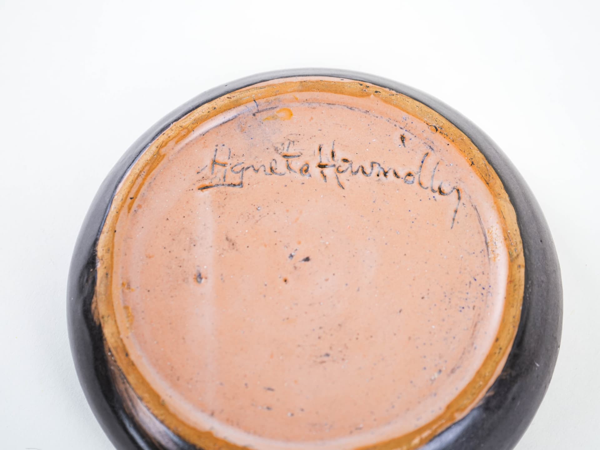 Bowl, black white green ceramics, Denmark, 1960s. - 349303