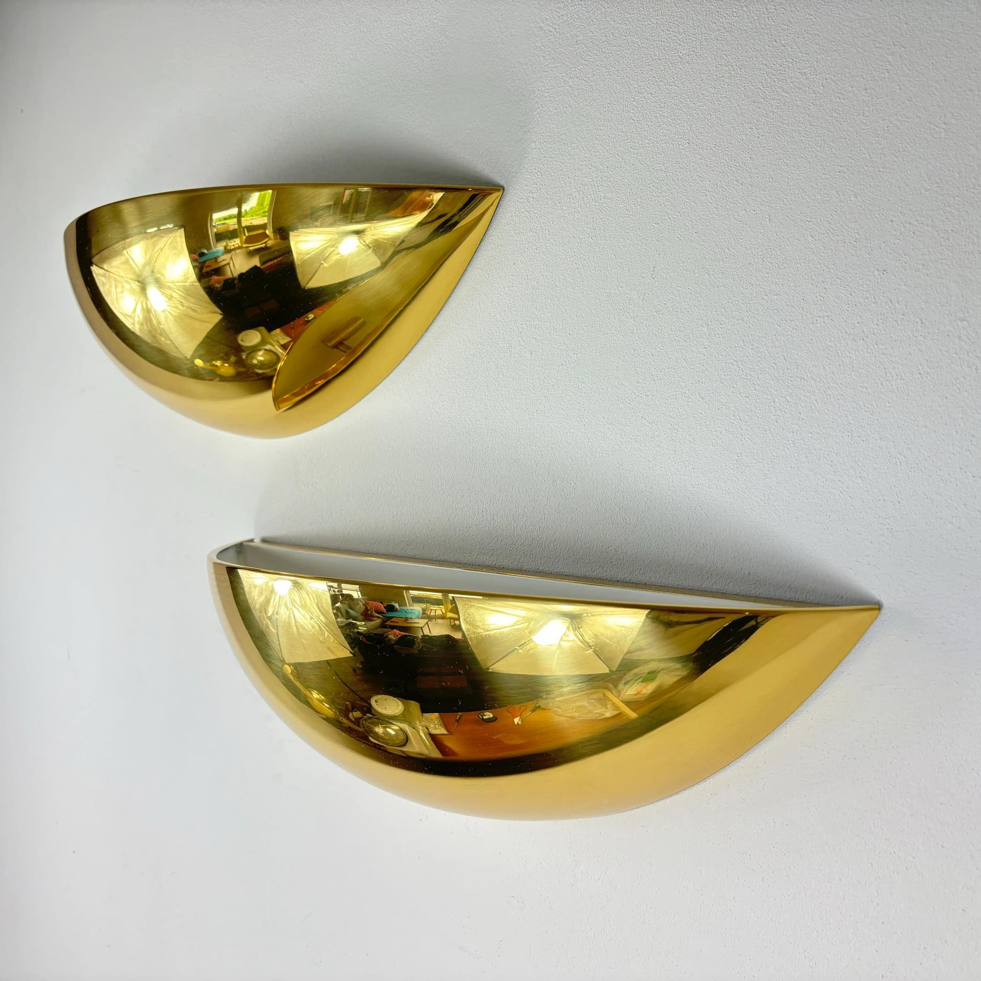 Para kinkietów Art Deco, złoty, mosiądz, proj. F. Schulz, Niemcy, lata 80. - 25996