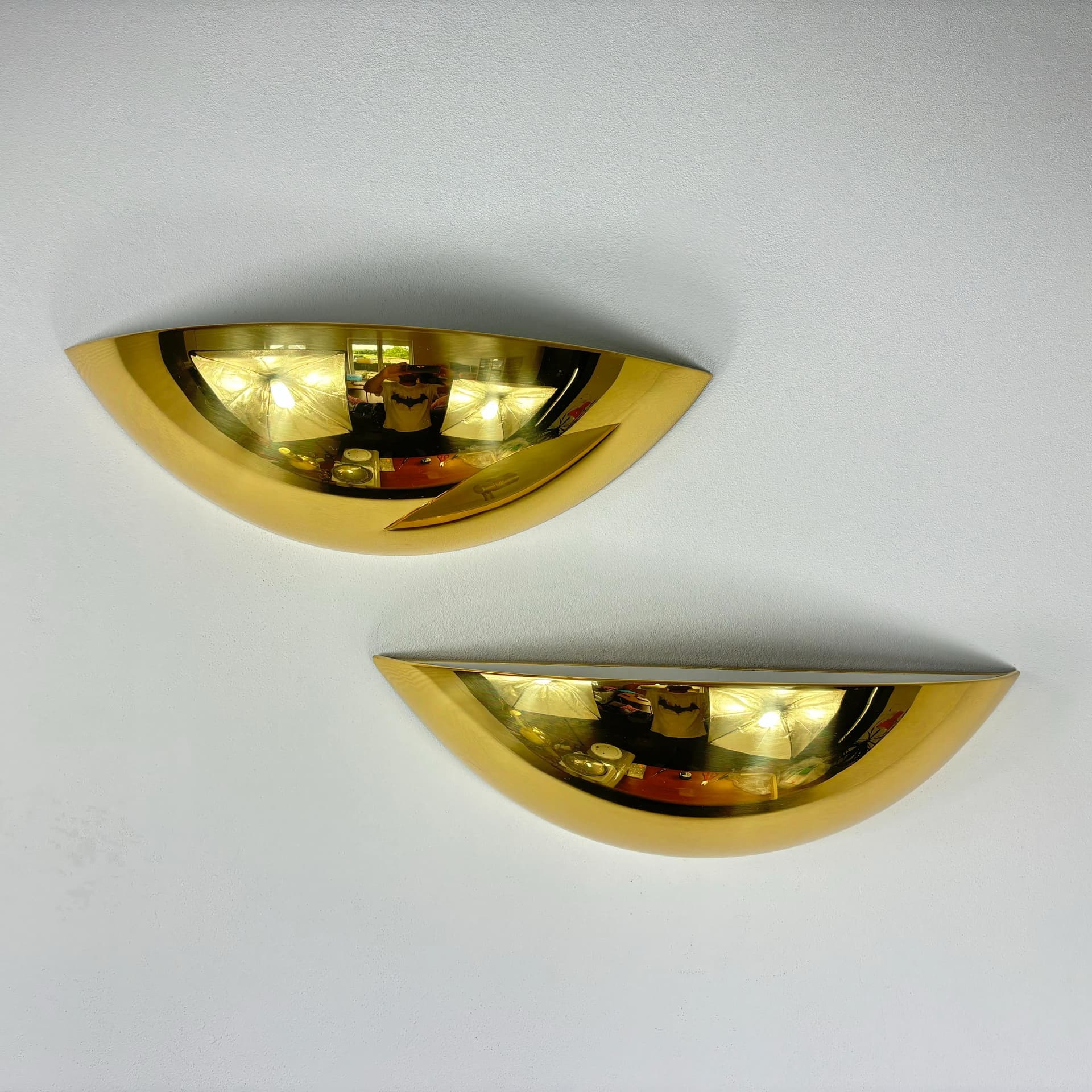 Para kinkietów Art Deco, złoty, mosiądz, proj. F. Schulz, Niemcy, lata 80. - 25997