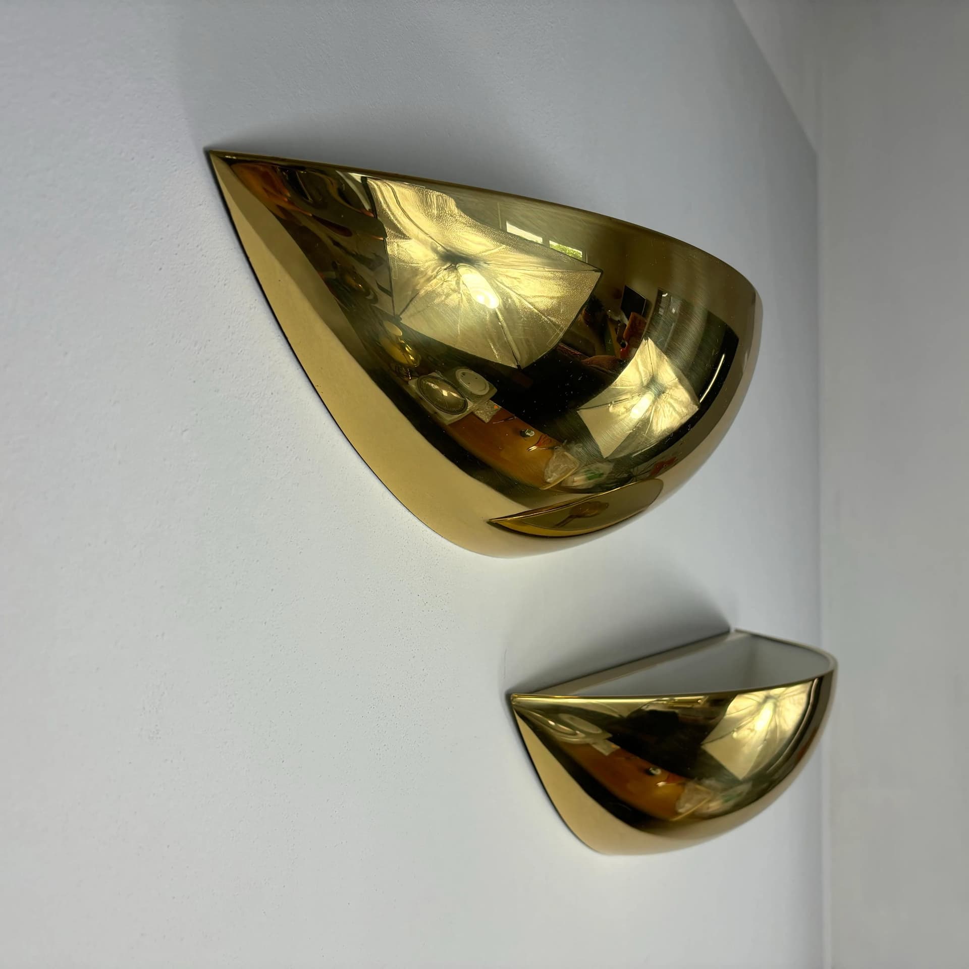 Para kinkietów Art Deco, złoty, mosiądz, proj. F. Schulz, Niemcy, lata 80. - 25995