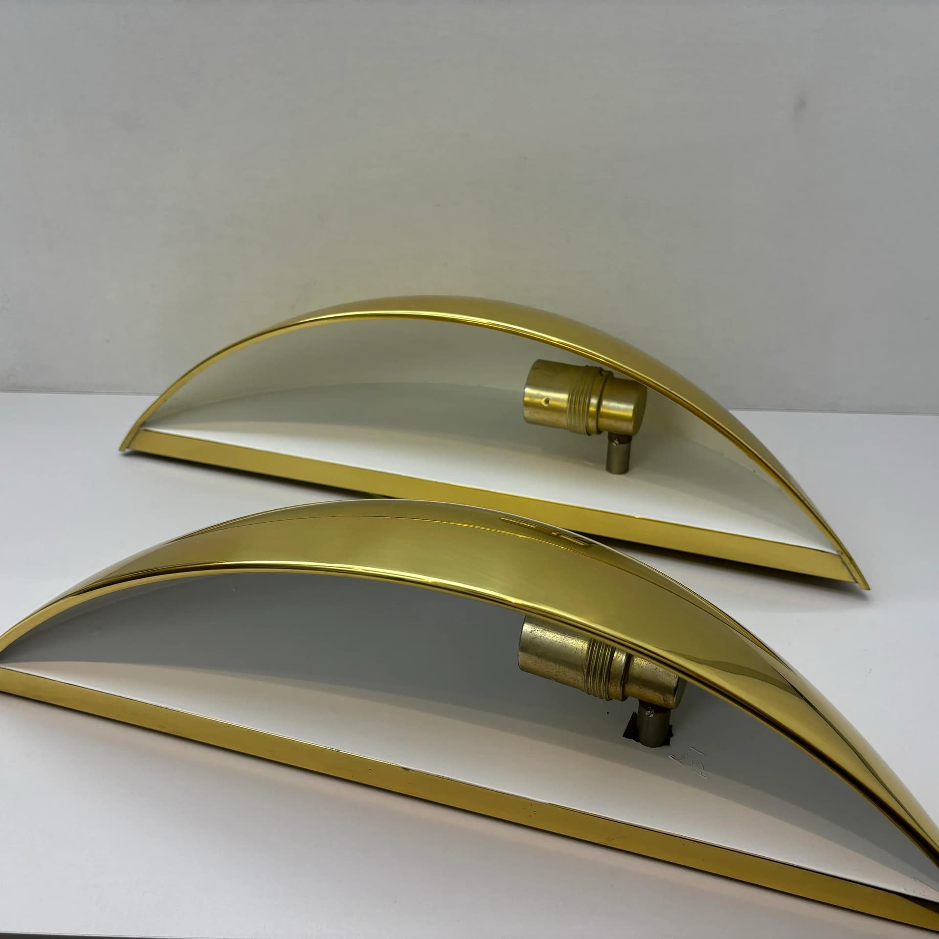 Para kinkietów Art Deco, złoty, mosiądz, proj. F. Schulz, Niemcy, lata 80. - 25999