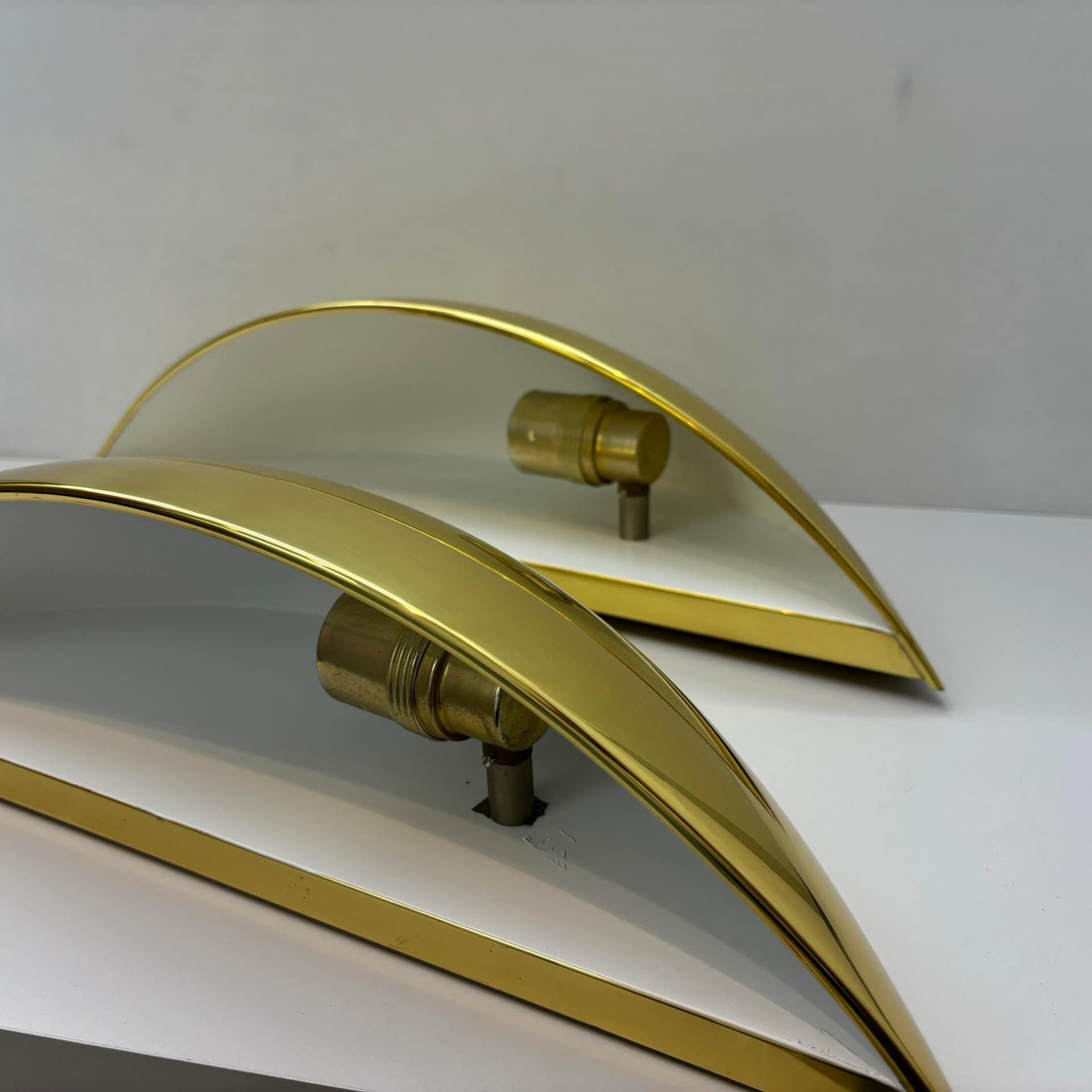 Para kinkietów Art Deco, złoty, mosiądz, proj. F. Schulz, Niemcy, lata 80. - 25998