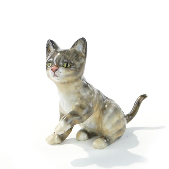 Cabinet sculpture Cat, white porcelain, by H. Weidinger, Augarten, Austria, 1920s - DIMENSION