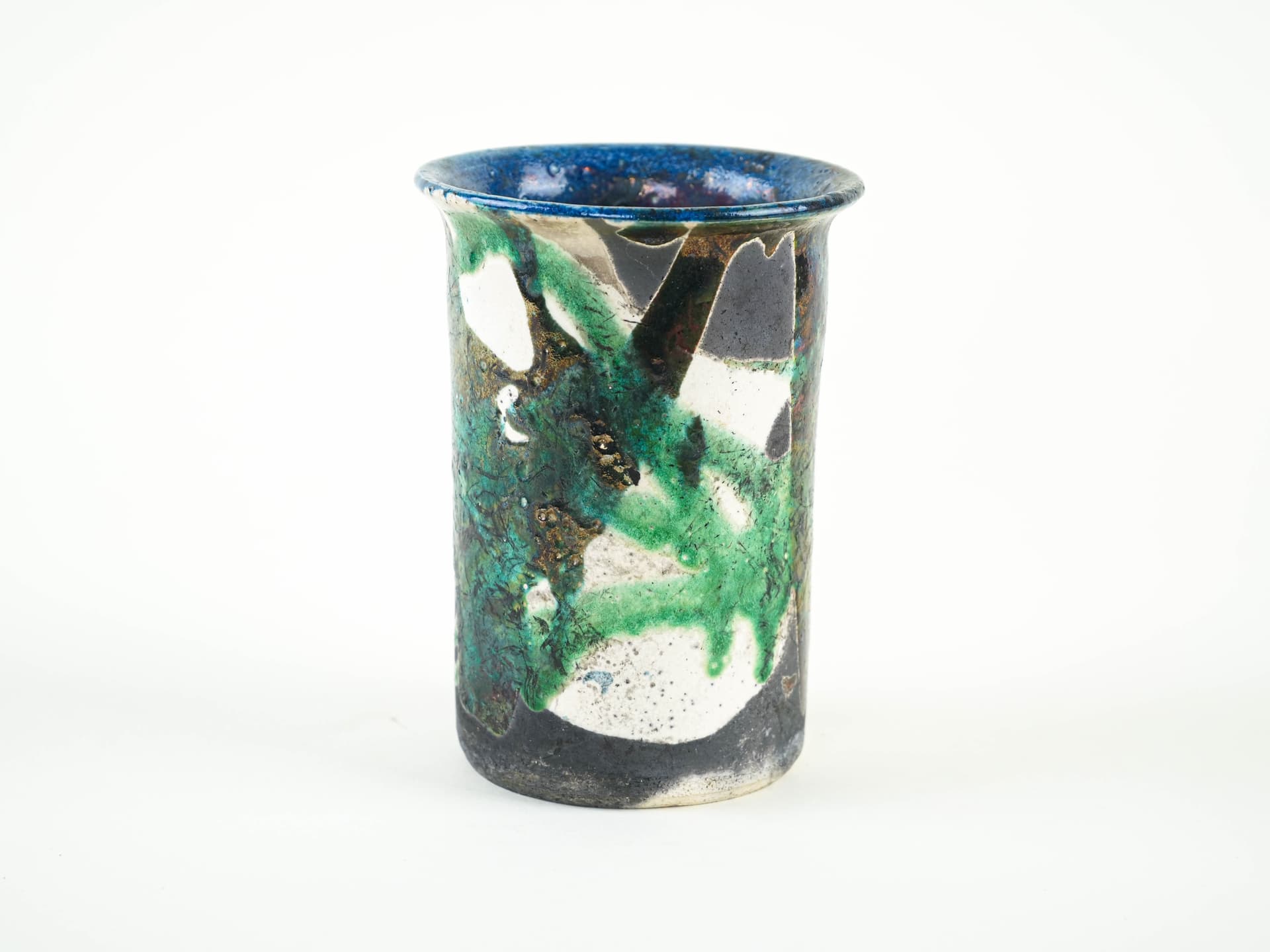 Vase, blue green ceramics, Europe, 1970s. - 349328