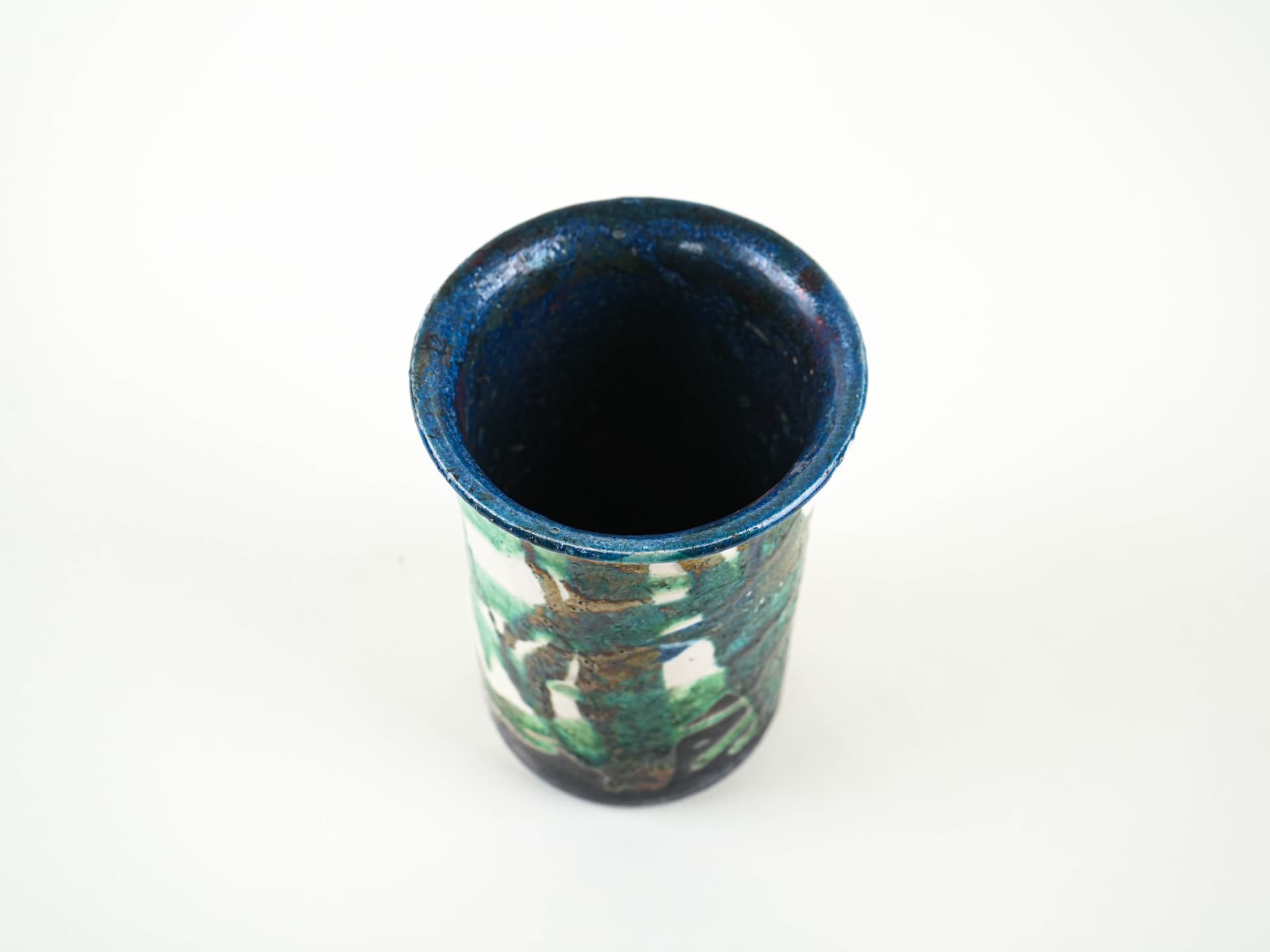 Vase, blue green ceramics, Europe, 1970s. - 349326