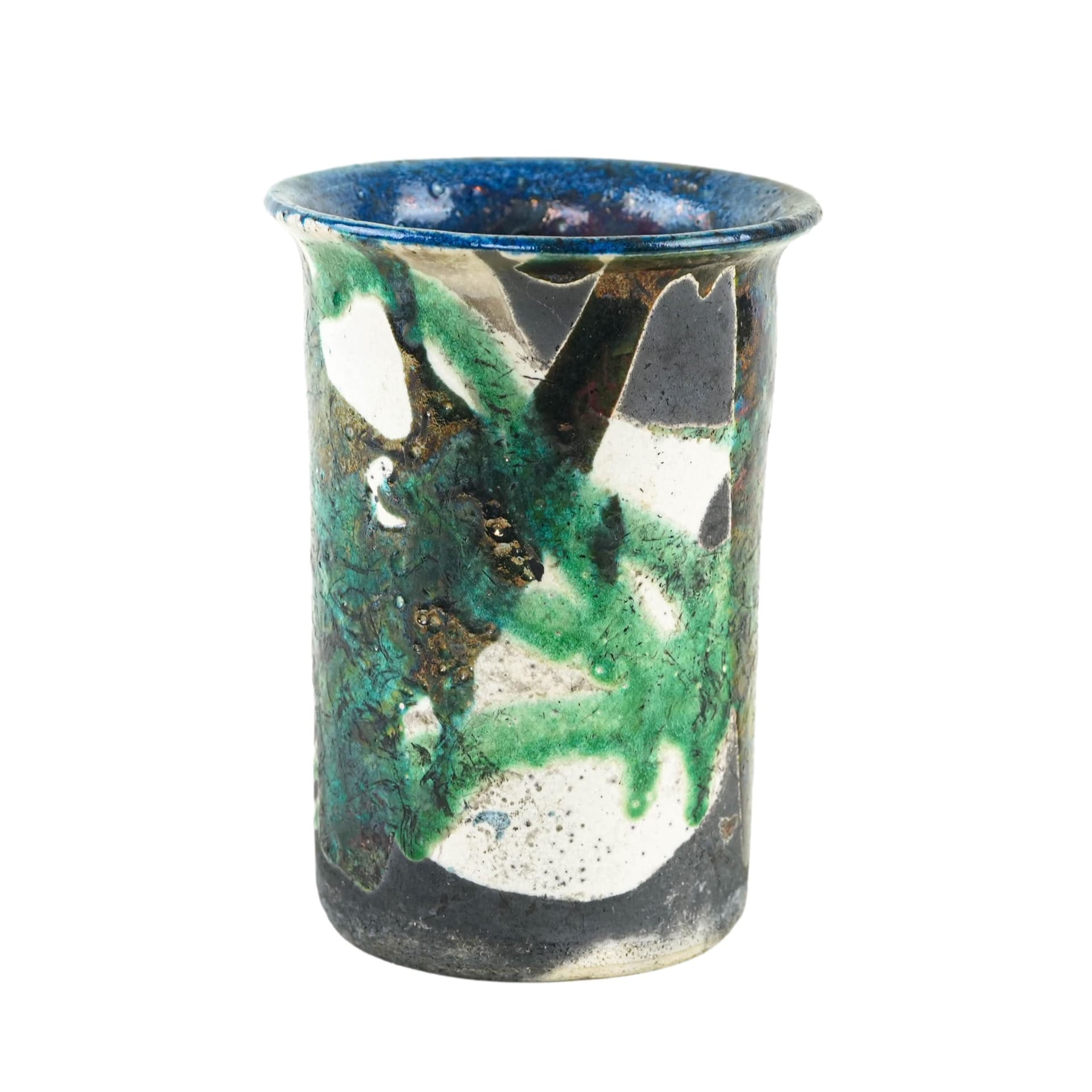 Vase, blue green ceramics, Europe, 1970s.