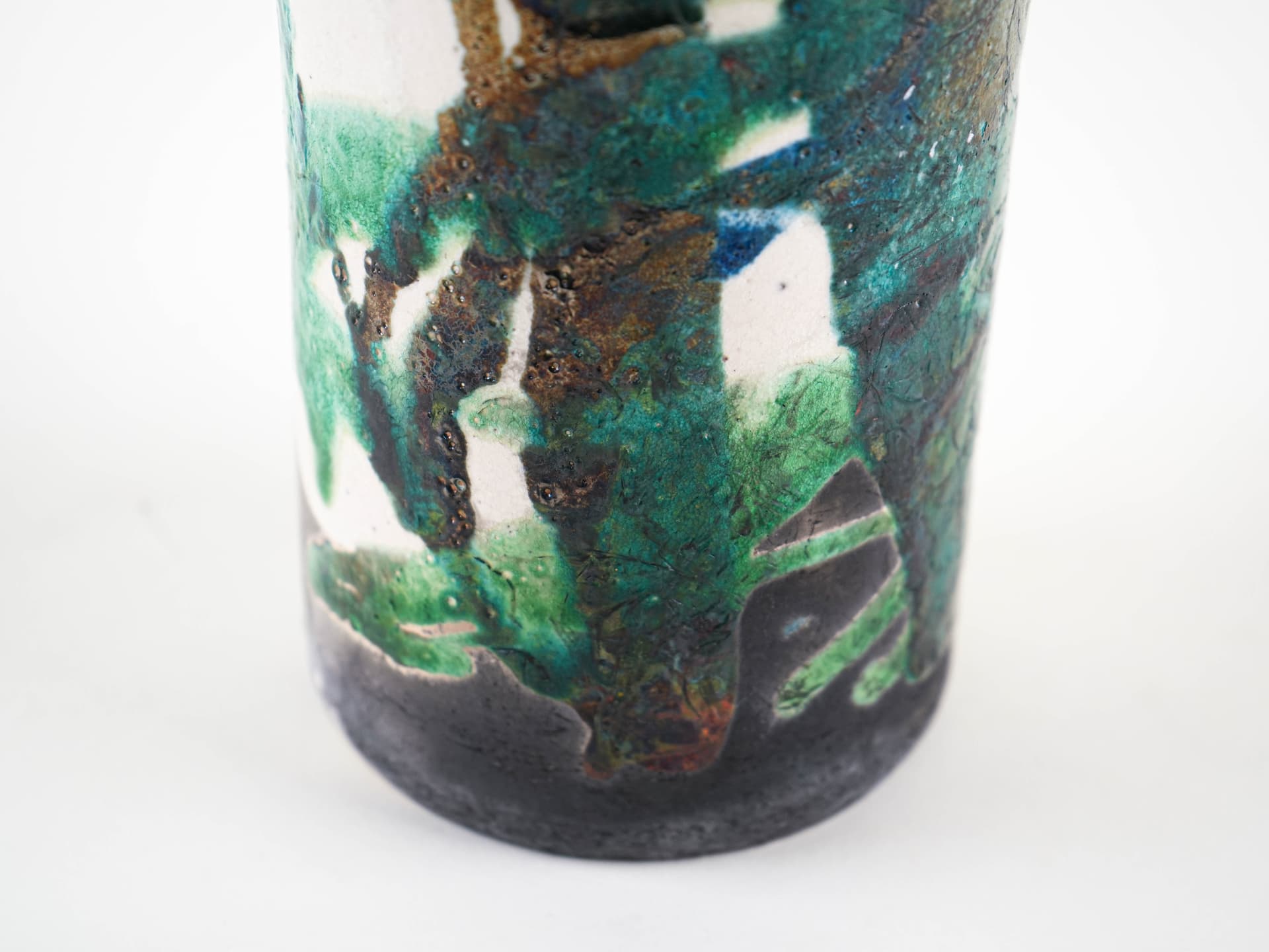 Vase, blue green ceramics, Europe, 1970s. - 349333