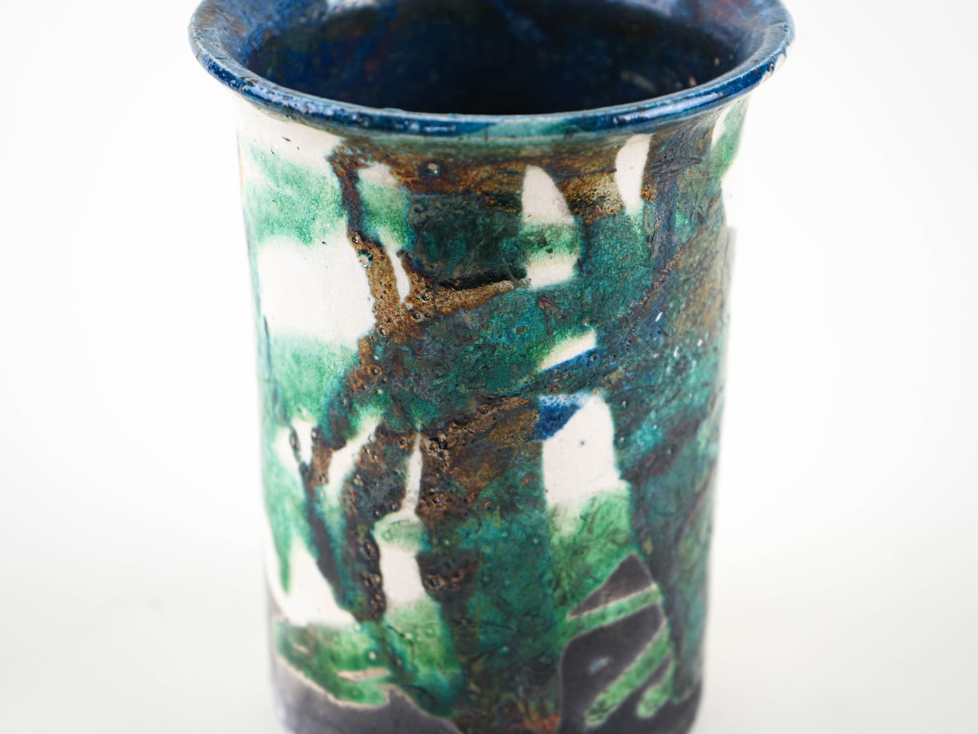 Vase, blue green ceramics, Europe, 1970s. - 349330