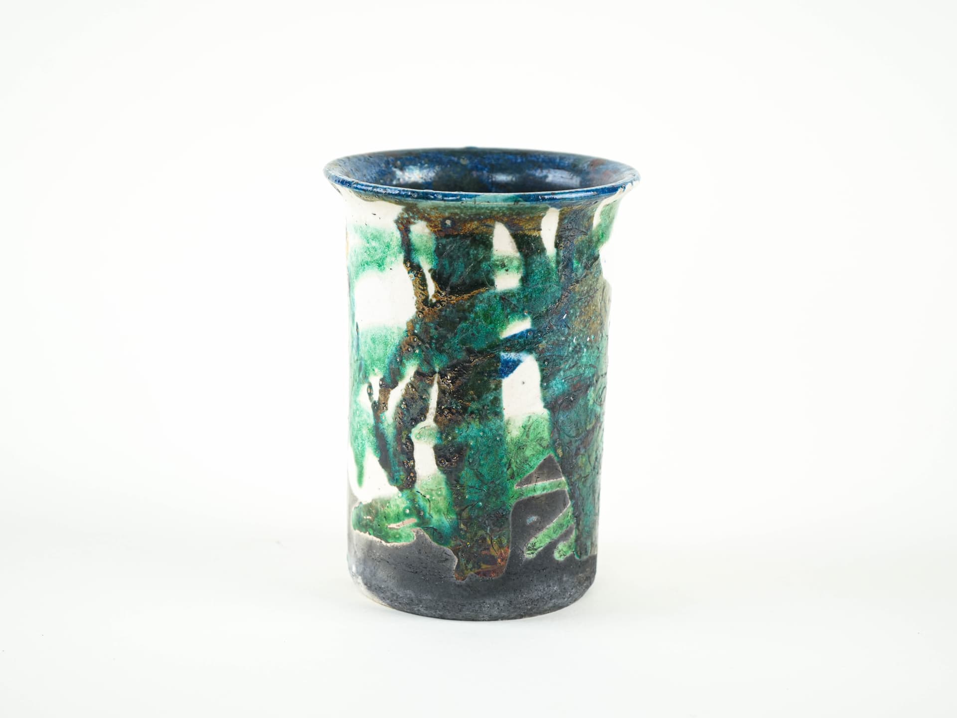 Vase, blue green ceramics, Europe, 1970s. - 349327