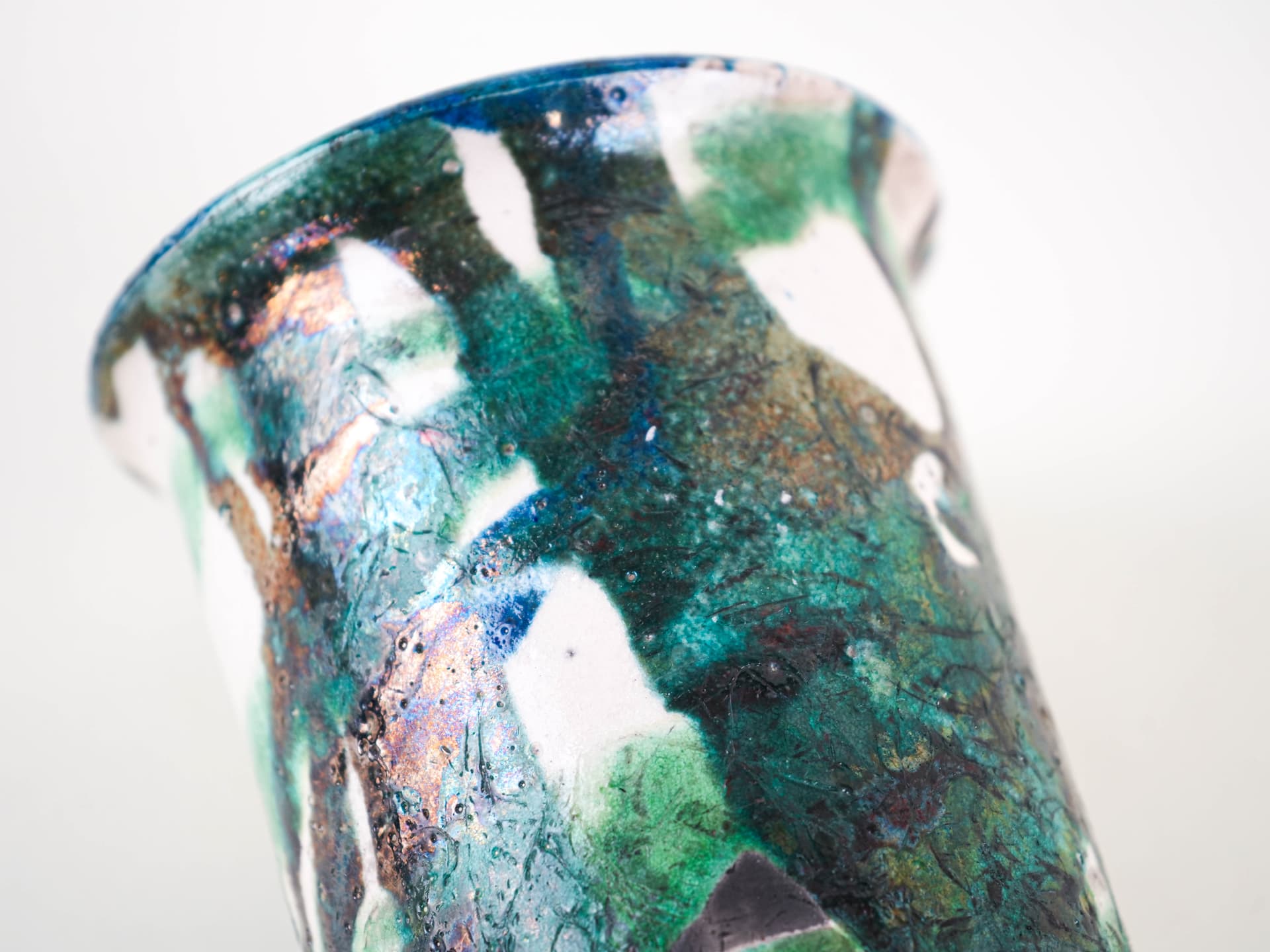 Vase, blue green ceramics, Europe, 1970s. - 349334