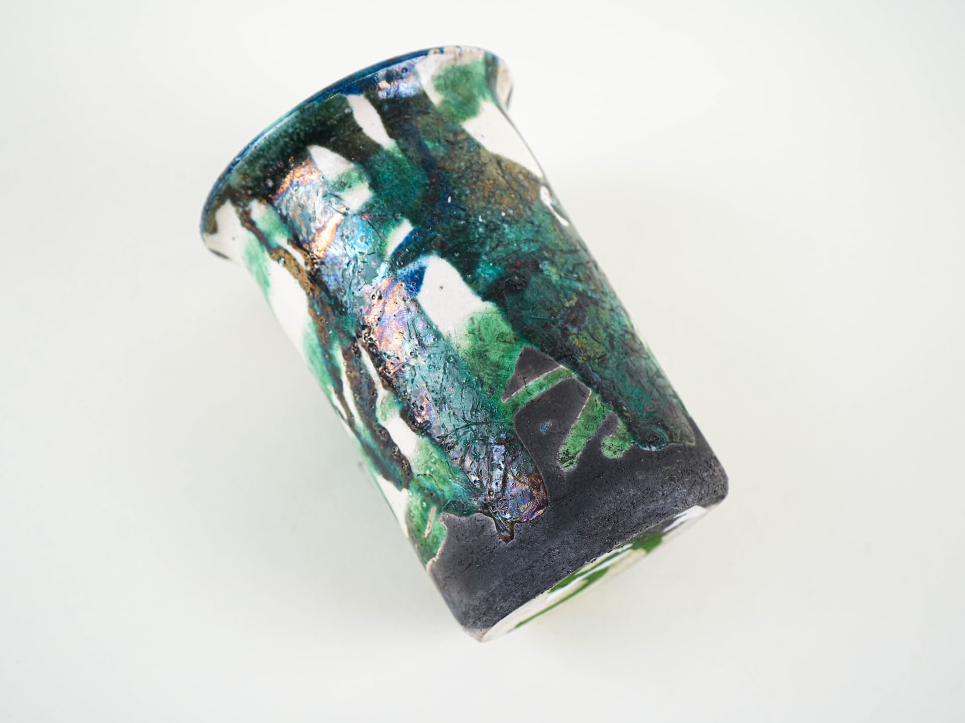 Vase, blue green ceramics, Europe, 1970s. - 349332