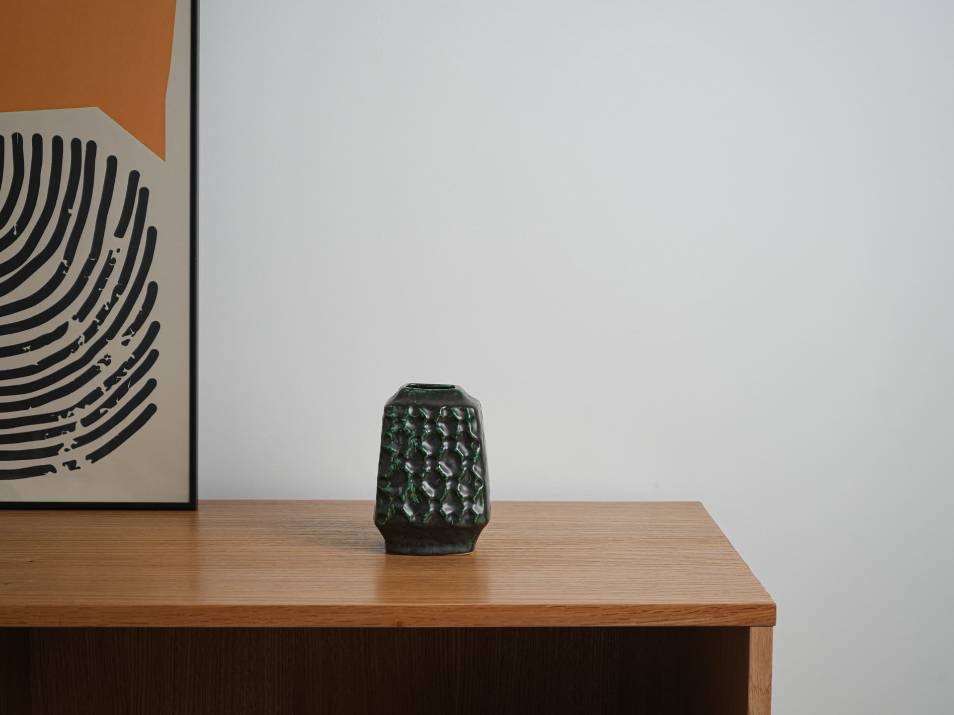 Vase, black green, ceramics, Germany, 1970s. - 349343