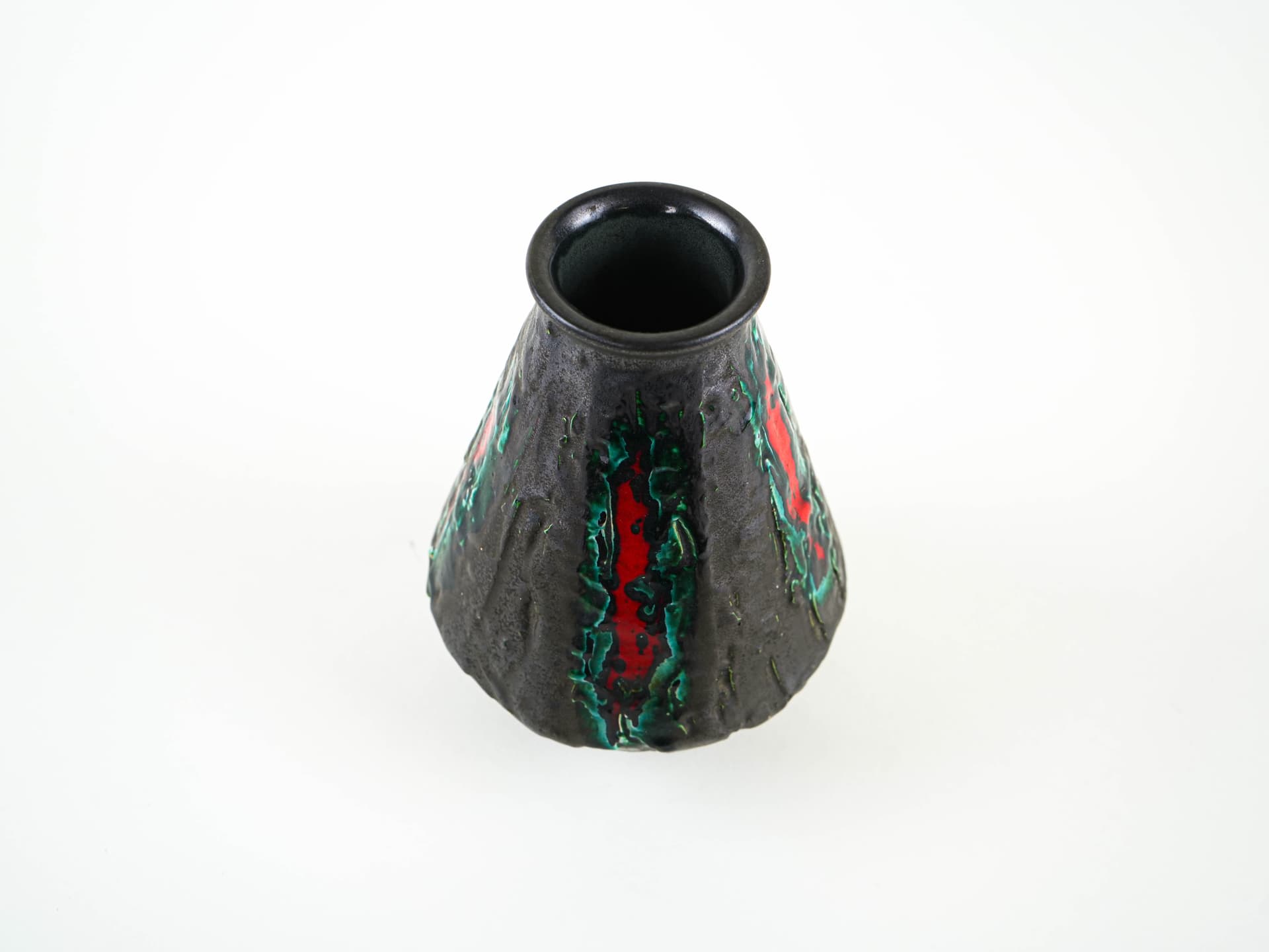 Vase Fat Lava, black green red, ceramics, Germany, 1970s. - 349345