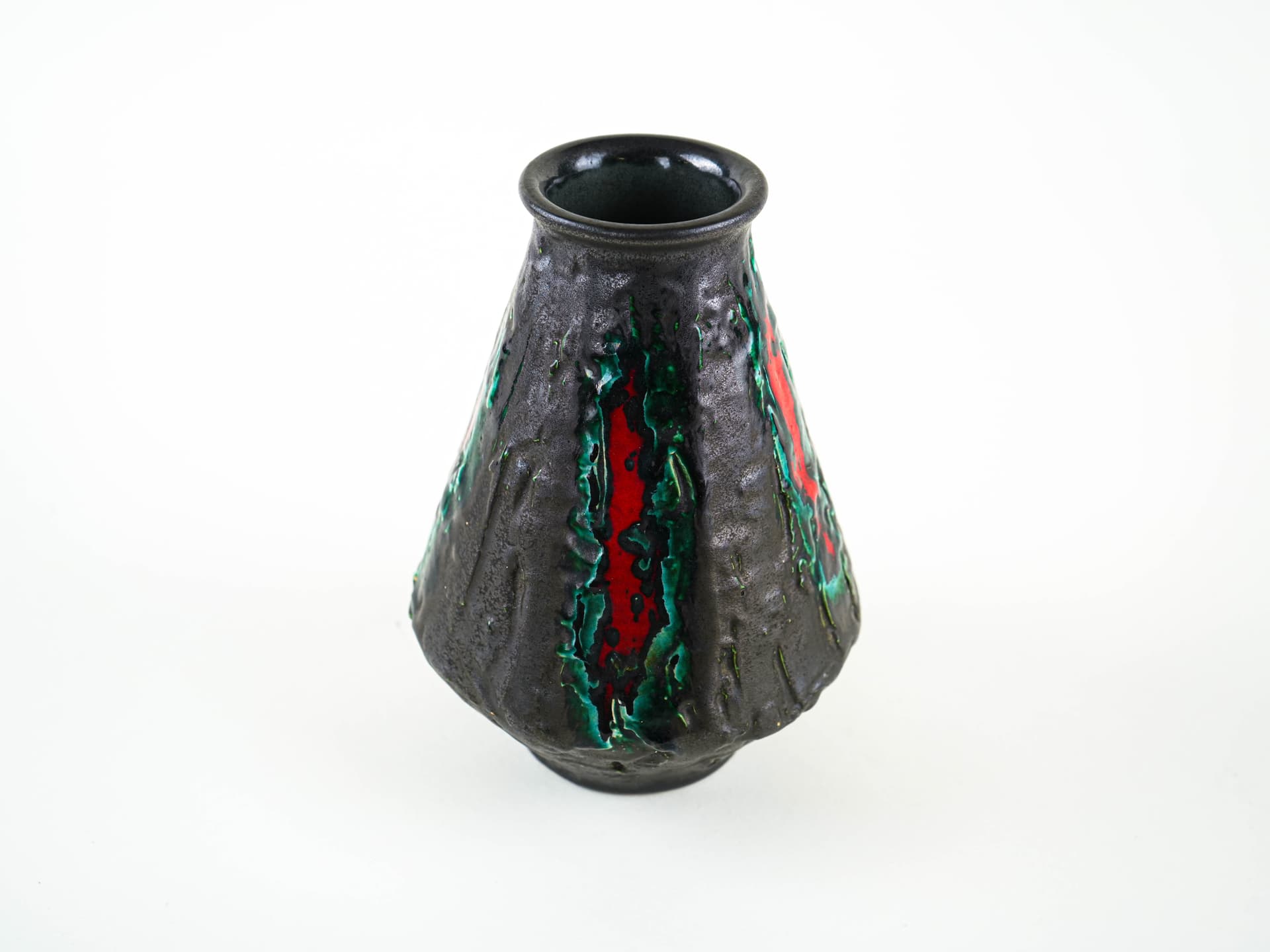 Vase Fat Lava, black green red, ceramics, Germany, 1970s. - 349346