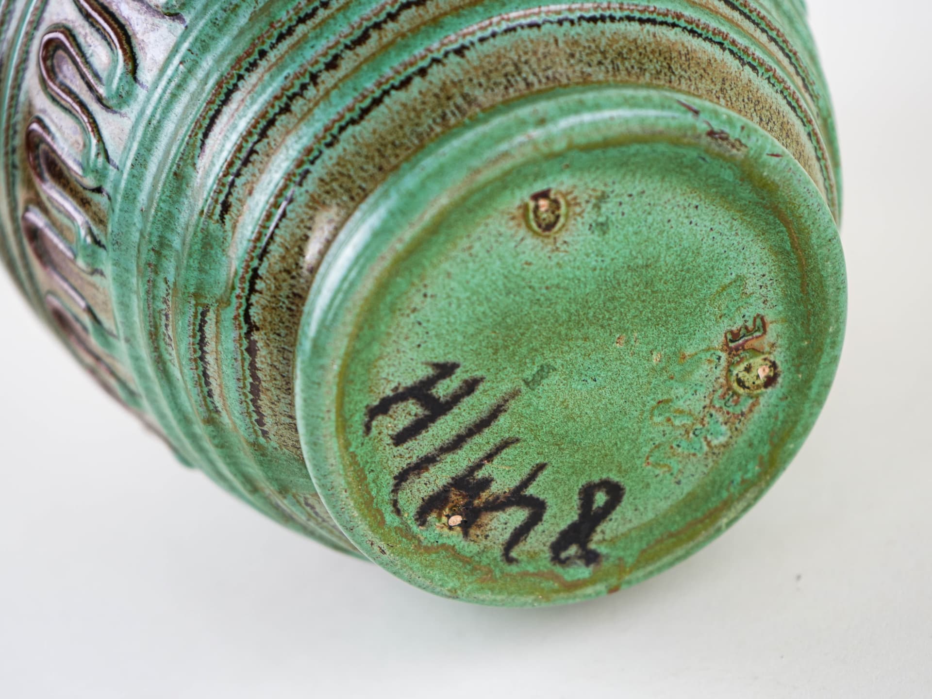 Vase, green brown, ceramics, Germany, 1970s. - 349364