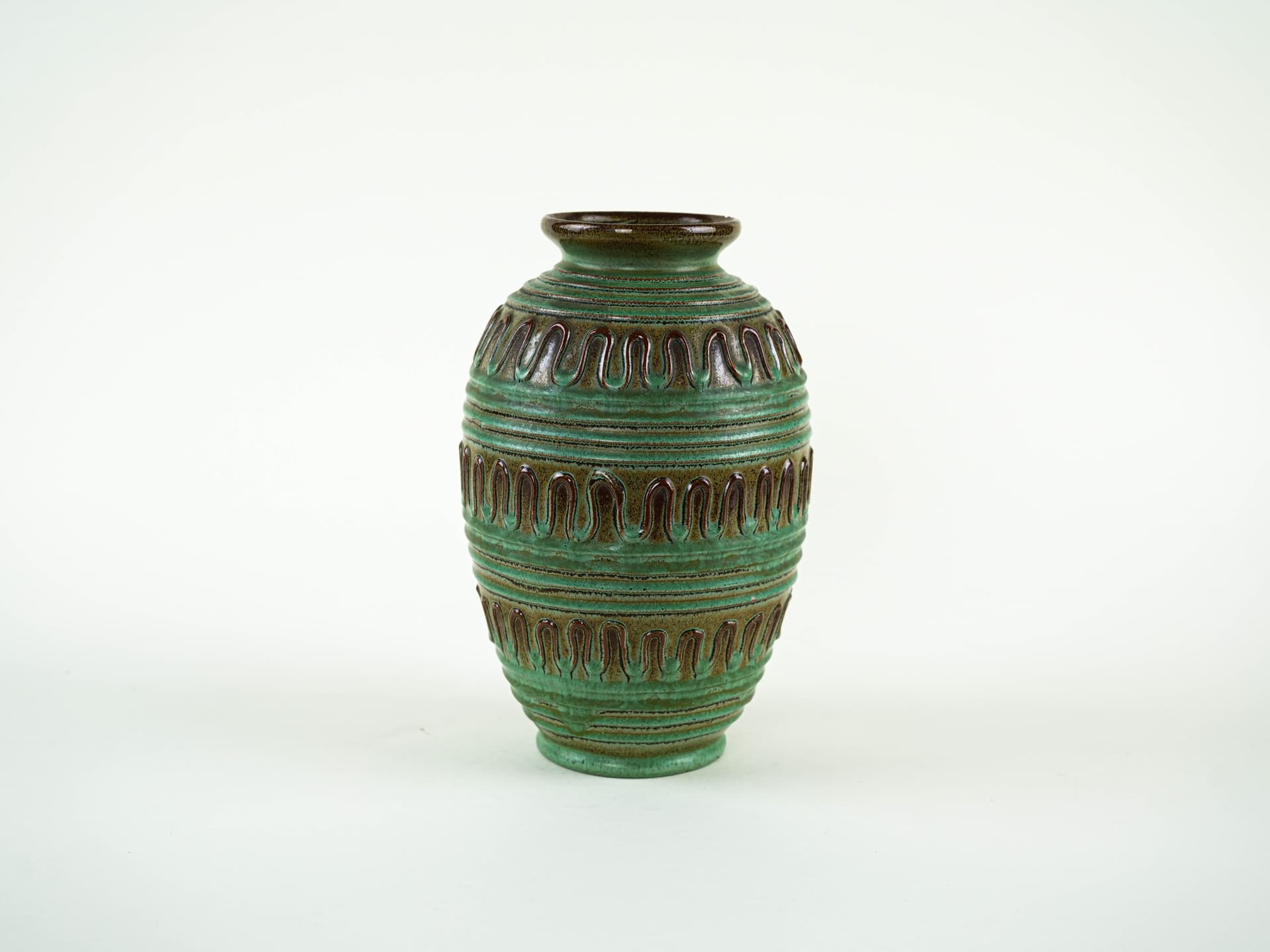Vase, green brown, ceramics, Germany, 1970s. - 349362