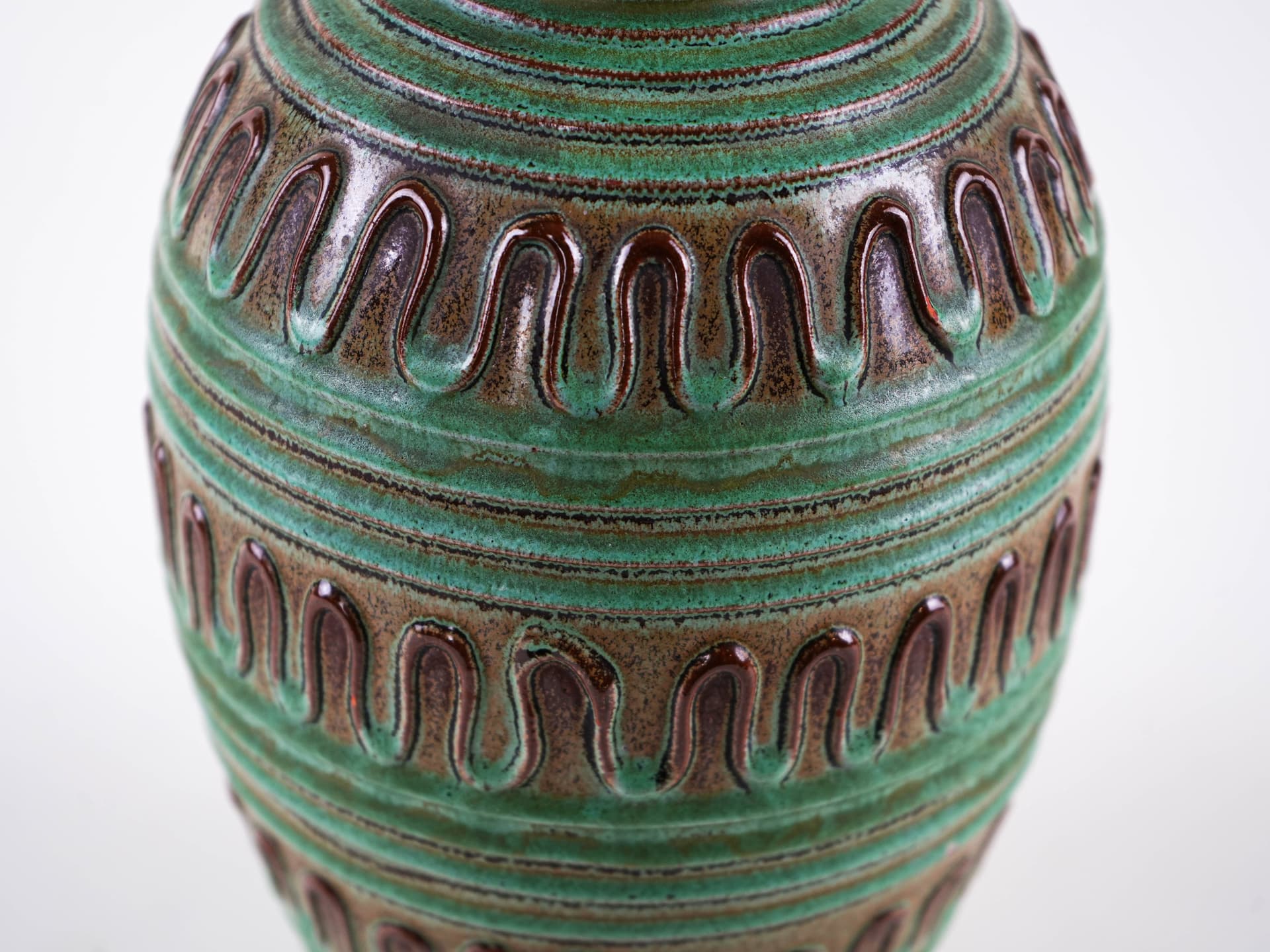 Vase, green brown, ceramics, Germany, 1970s. - 349368