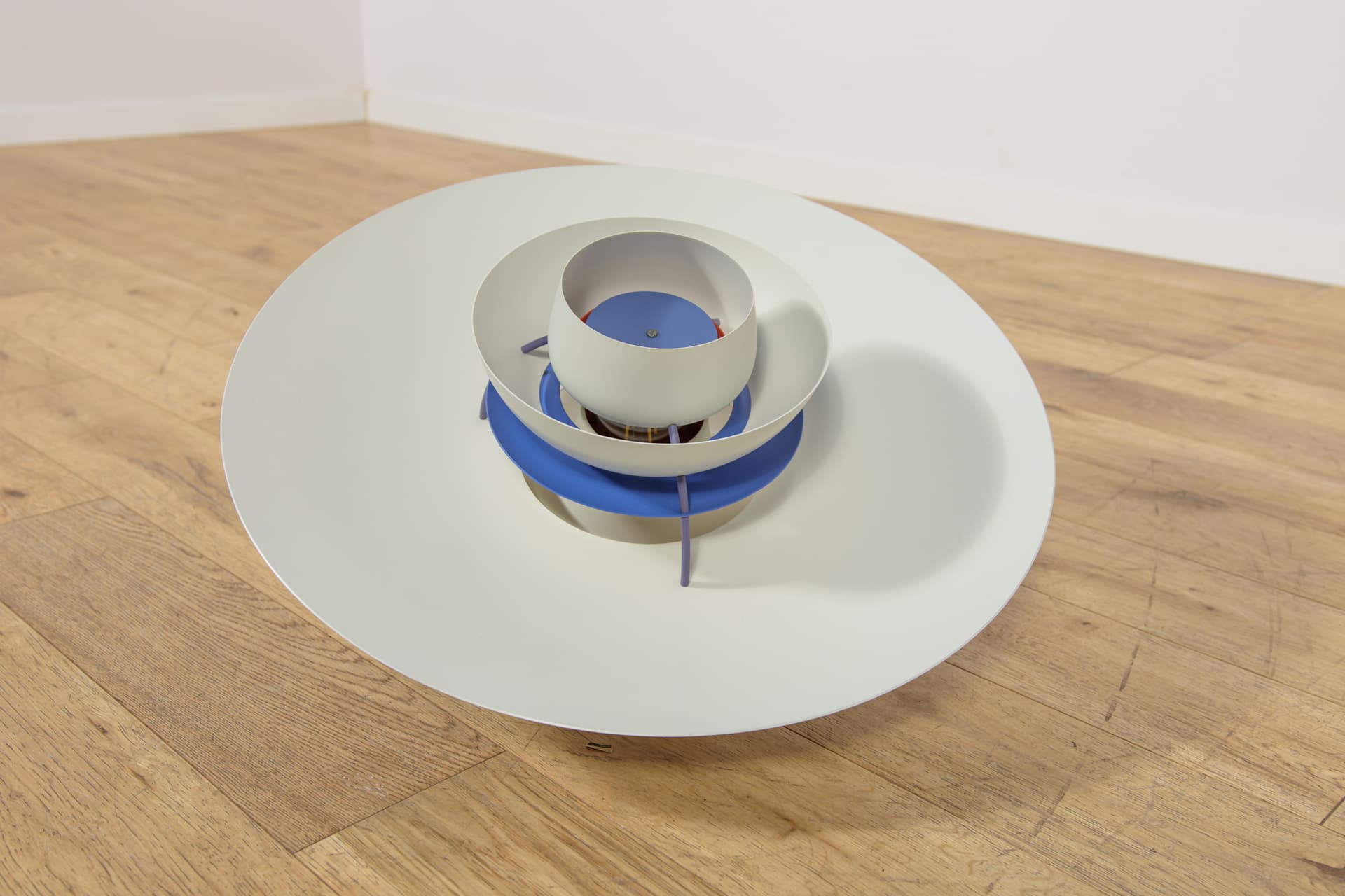 Pendant lamp PH5, white aluminum, by P. Henningsen, Louis Poulsen, Denmark, 1960s. - 349384