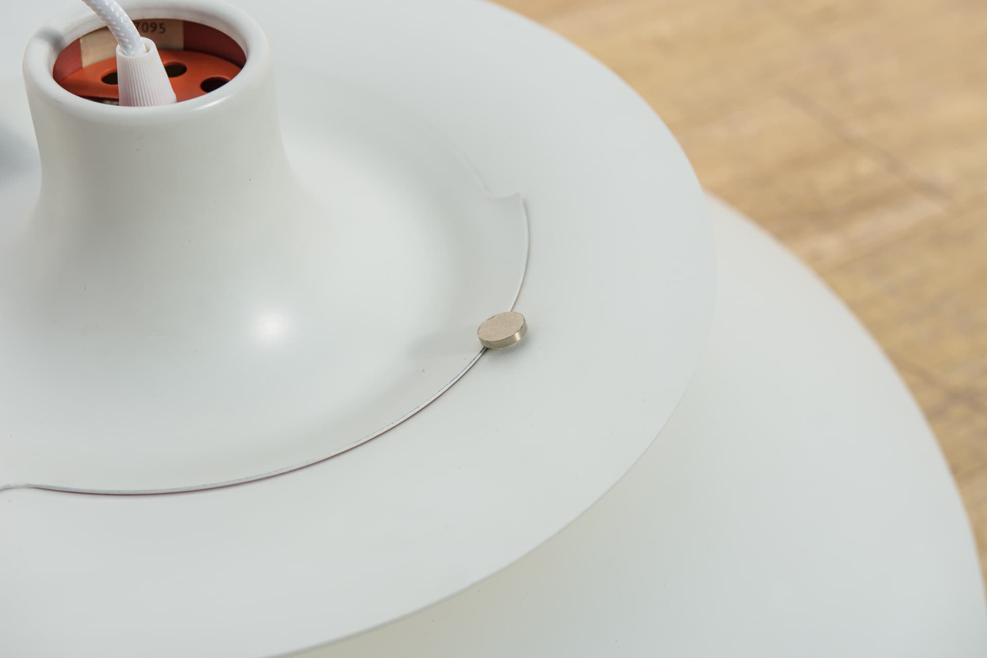 Pendant lamp PH5, white aluminum, by P. Henningsen, Louis Poulsen, Denmark, 1960s. - 349389