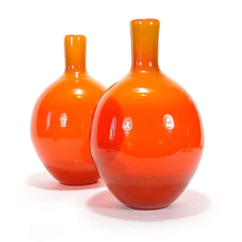 Bottle Vase Alicja, orange, soda-lime glass, by Z. Horbowy, Huta Szkła 'Sudety', Poland, 1970s. - 349438