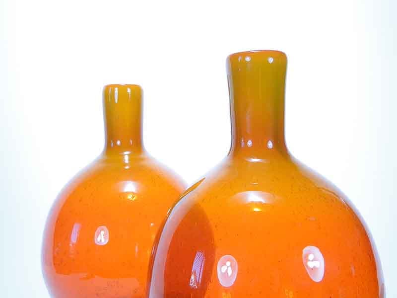 Bottle Vase Alicja, orange, soda-lime glass, by Z. Horbowy, Huta Szkła 'Sudety', Poland, 1970s. - 349436