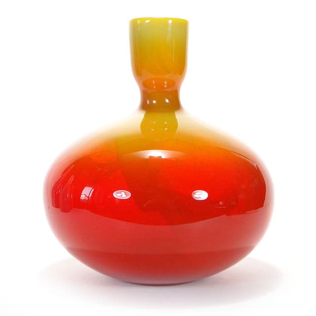Bottle Alicja, orange yellow, soda-lime glass, by Z. Horbowy, Huta Szkła 'Sudety', Poland, 1970s. - DIMENSION