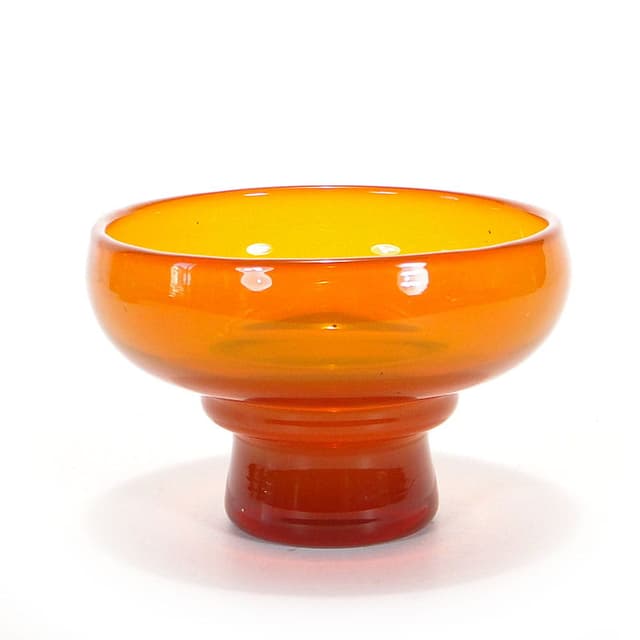 Modernist bowl, orange soda-lime glass, by Z. Horbowy, Poland, 1970s. - DIMENSION