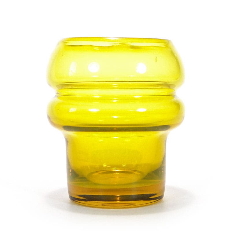 Vase Izolator, yellow transparent, soda-lime glass, by Z. Horbowy, Huta Szkła Artystycznego Barbara, Poland, 1970s.