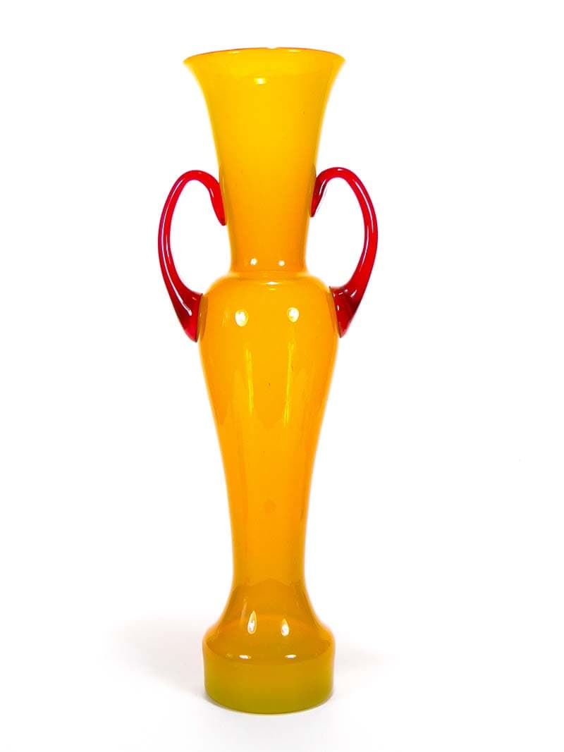 Vase Amphora, yellow, soda-lime glass, by Z. Horbowy, Poland, 1970s.