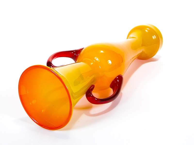 Vase Amphora, yellow, soda-lime glass, by Z. Horbowy, Poland, 1970s. - 349547