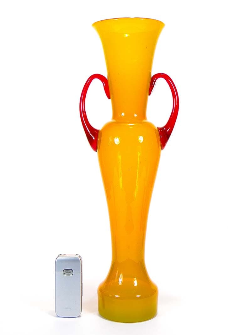 Vase Amphora, yellow, soda-lime glass, by Z. Horbowy, Poland, 1970s. - 349544