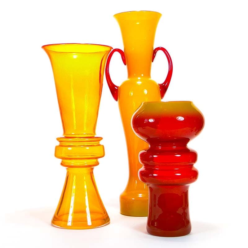 Vase Amphora, yellow, soda-lime glass, by Z. Horbowy, Poland, 1970s. - 349543