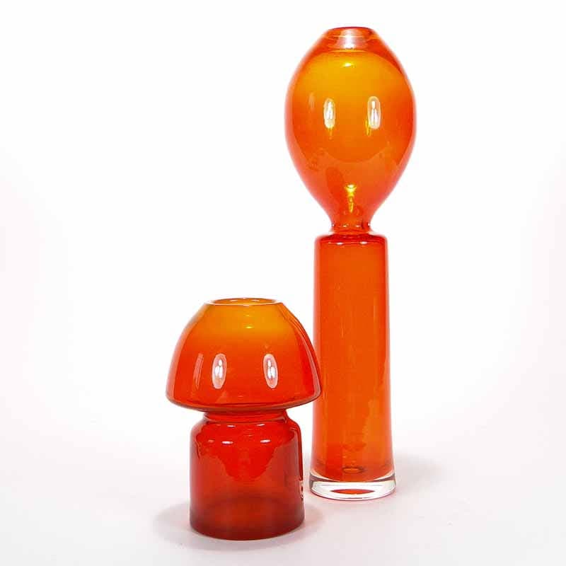 Vase Płomień, orange glass, by Z. Horbowy, Poland, 1970s. - 349559