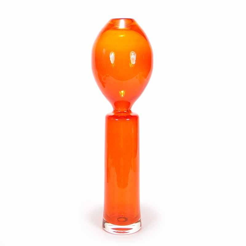 Vase Płomień, orange glass, by Z. Horbowy, Poland, 1970s.