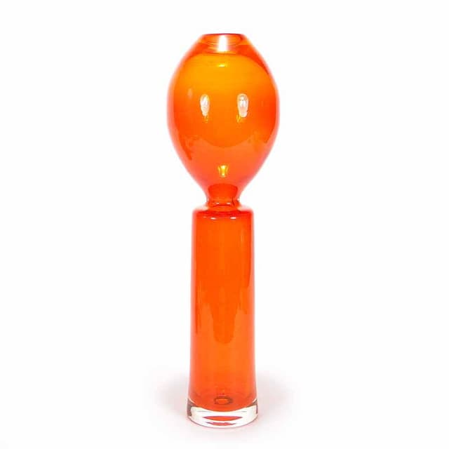 Vase Płomień, orange glass, by Z. Horbowy, Poland, 1970s. - DIMENSION
